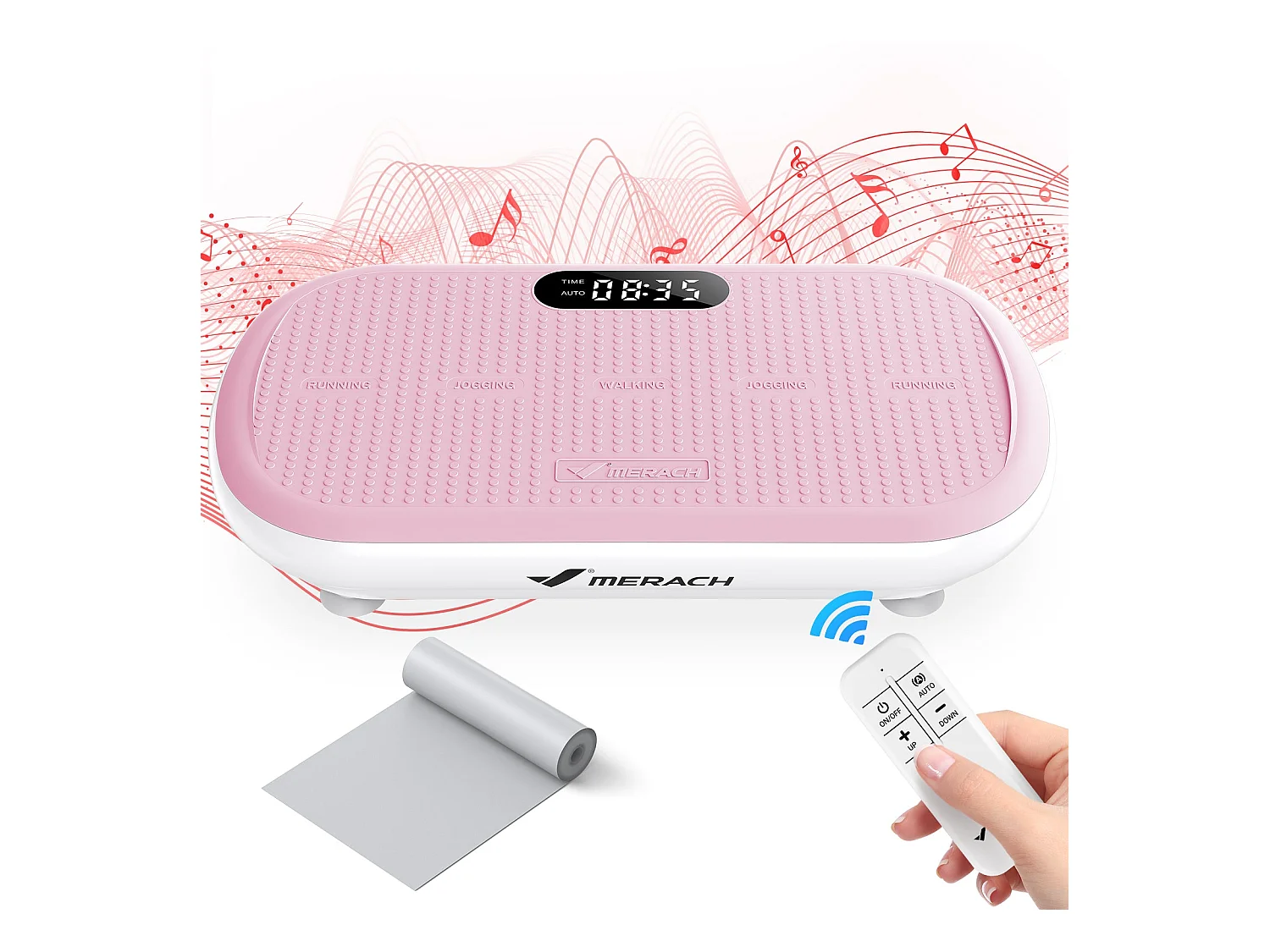 Piattaforma vibrante MERACH, 10 velocità, 11 programmi, LED, Bluetooth, telecomando, carico max 200 kg