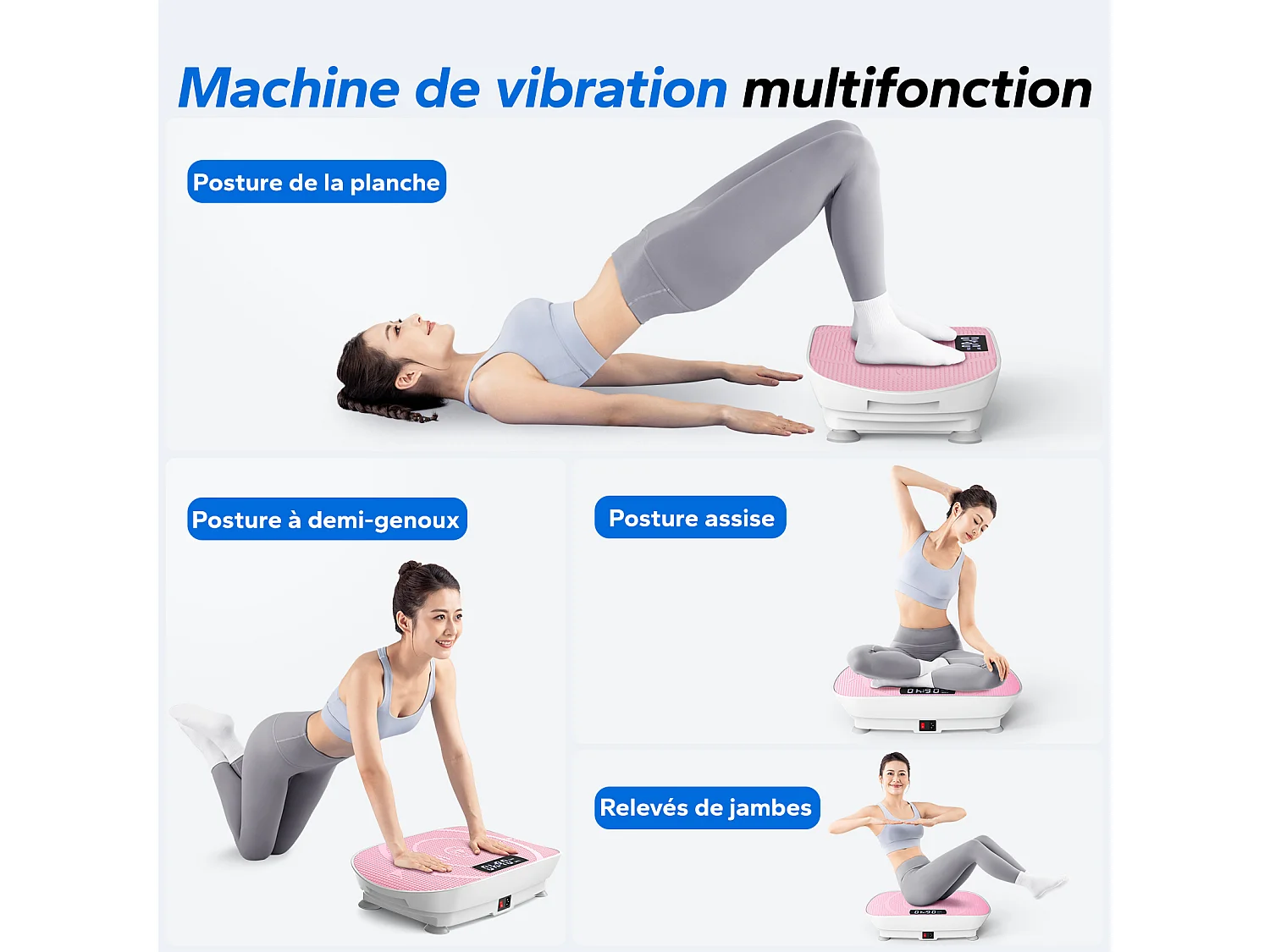 Plataforma vibratoria fitness MERACH mini, rosa, 11 niveles, mando a distancia, pantalla LED, motor silencioso, compacta, 150 kg, maquina de adelgazar