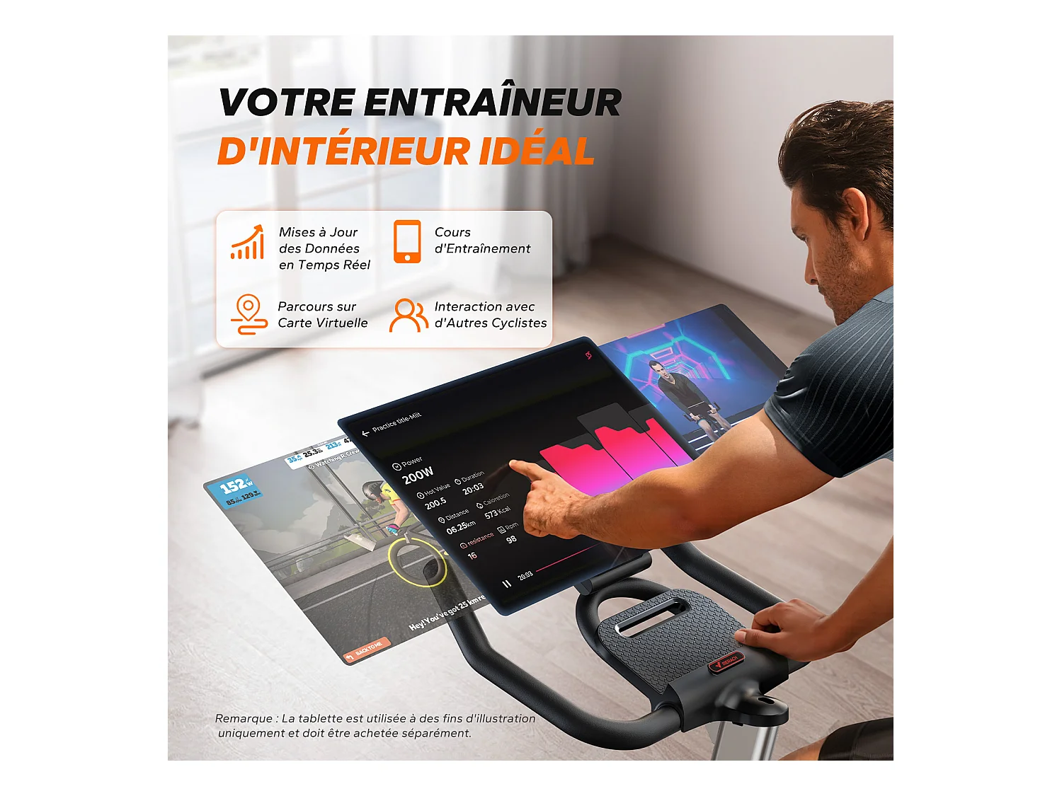 Vélo d'Appartement MERACH, 16 niveaux de Résistance Magnétique, Application Exclusive, Écran LCD, Silencieux, Charge Max 136 kg