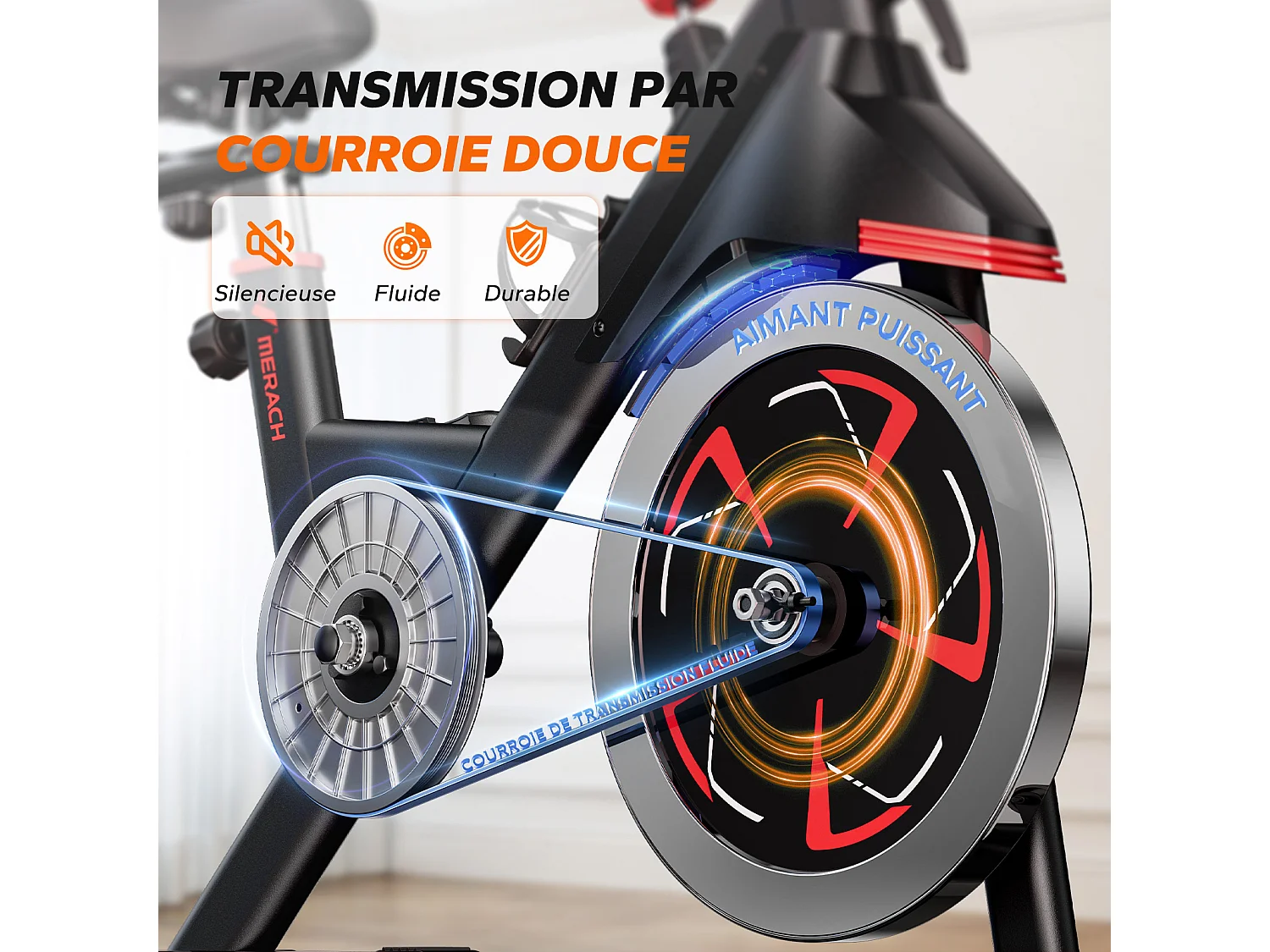 Leises Magnetischer Heimtrainer, Fitnessbike für Zuhause mit LCD, Tablet-Halter, 0–100 % Widerstand, kompatibel Kinomap/Zwift, verstellbar, bis 180 kg