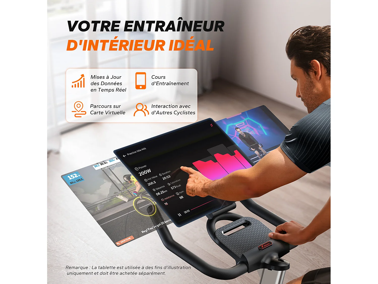 Leises Magnetischer Heimtrainer, Fitnessbike für Zuhause mit LCD, Tablet-Halter, 0–100 % Widerstand, kompatibel Kinomap/Zwift, verstellbar, bis 180 kg