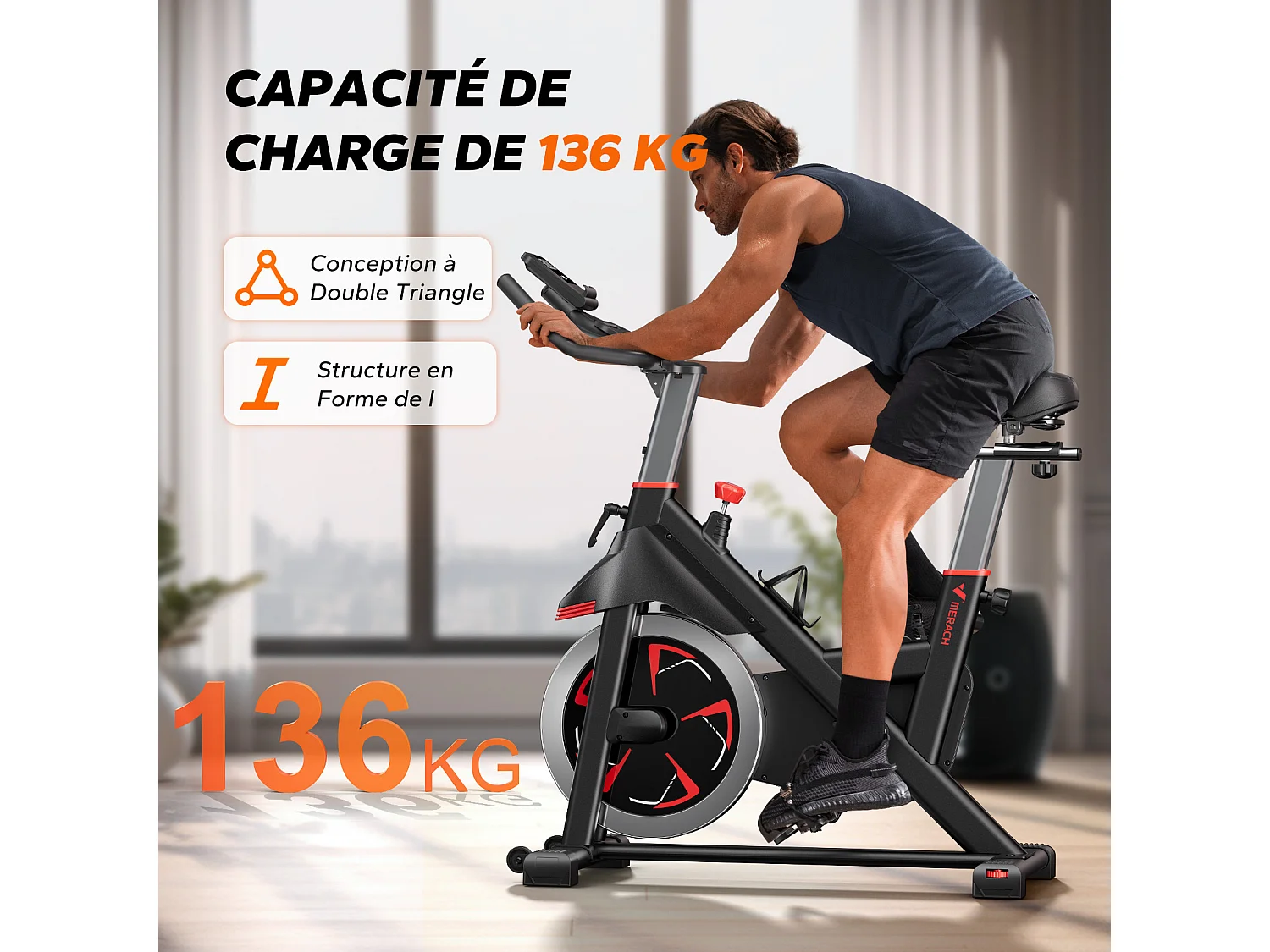 Leises Magnetischer Heimtrainer, Fitnessbike für Zuhause mit LCD, Tablet-Halter, 0–100 % Widerstand, kompatibel Kinomap/Zwift, verstellbar, bis 180 kg