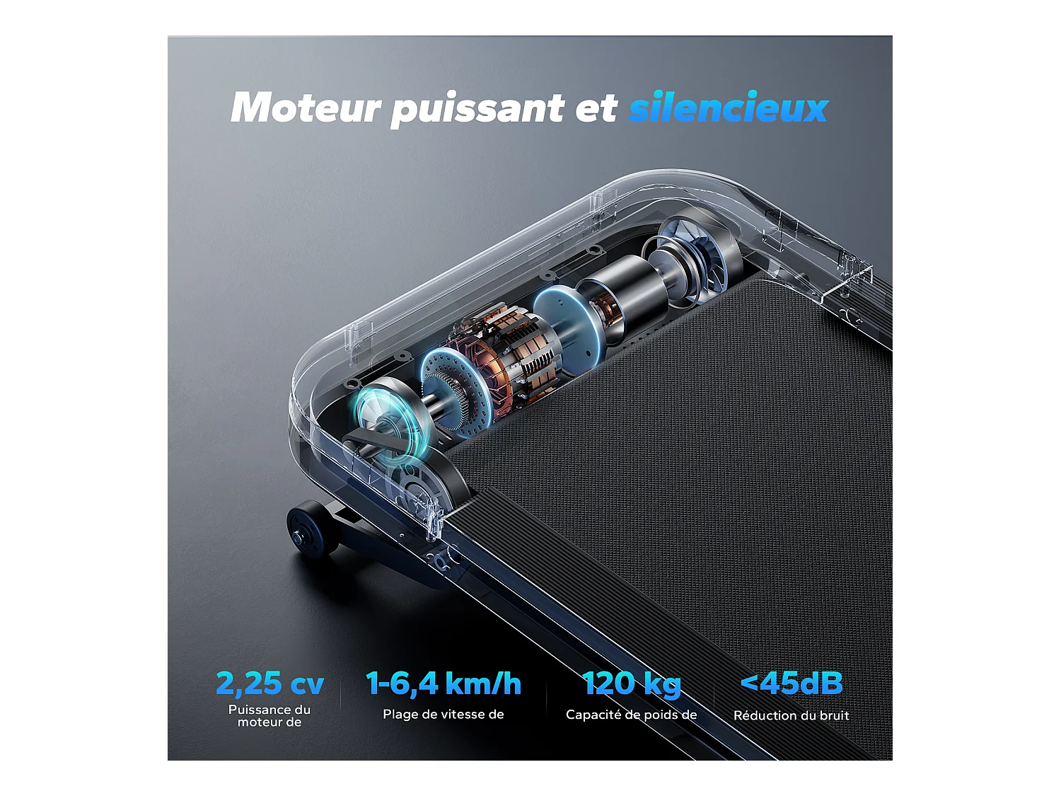 Tapis roulant MERACH, 9 livelli, inclinazione 9%, 2,25 CV, 1-6,4 km/h, app connessa, telecomando magnetico, schermo LCD, silenzioso