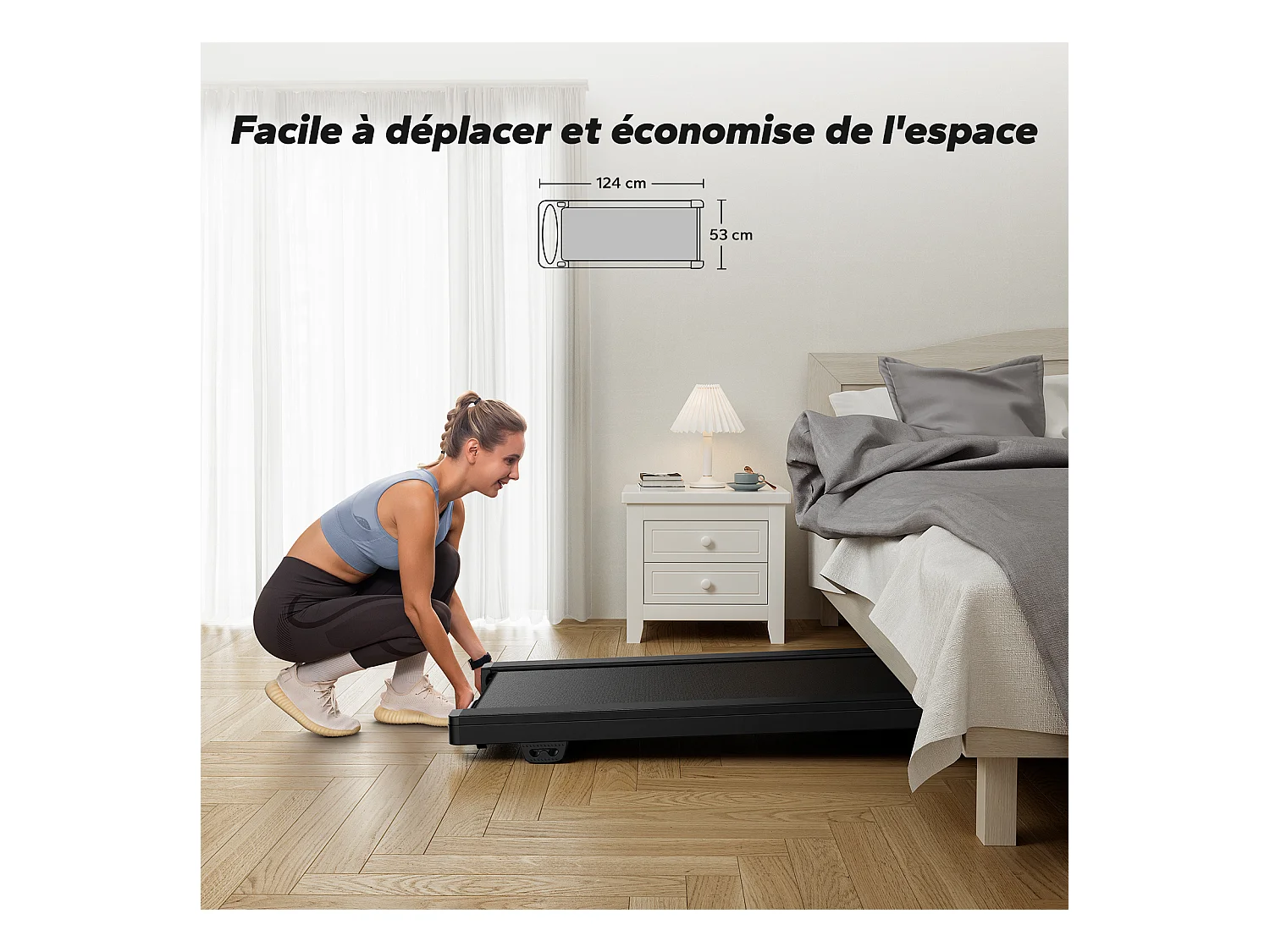 Tapis roulant MERACH, 9 livelli, inclinazione 9%, 2,25 CV, 1-6,4 km/h, app connessa, telecomando magnetico, schermo LCD, silenzioso