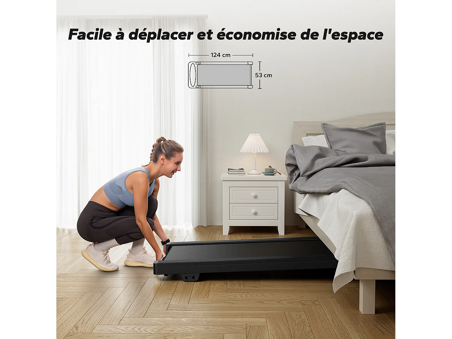 Tapis roulant MERACH, 9 livelli, inclinazione 9%, 2,25 CV, 1-6,4 km/h, app connessa, telecomando magnetico, schermo LCD, silenzioso
