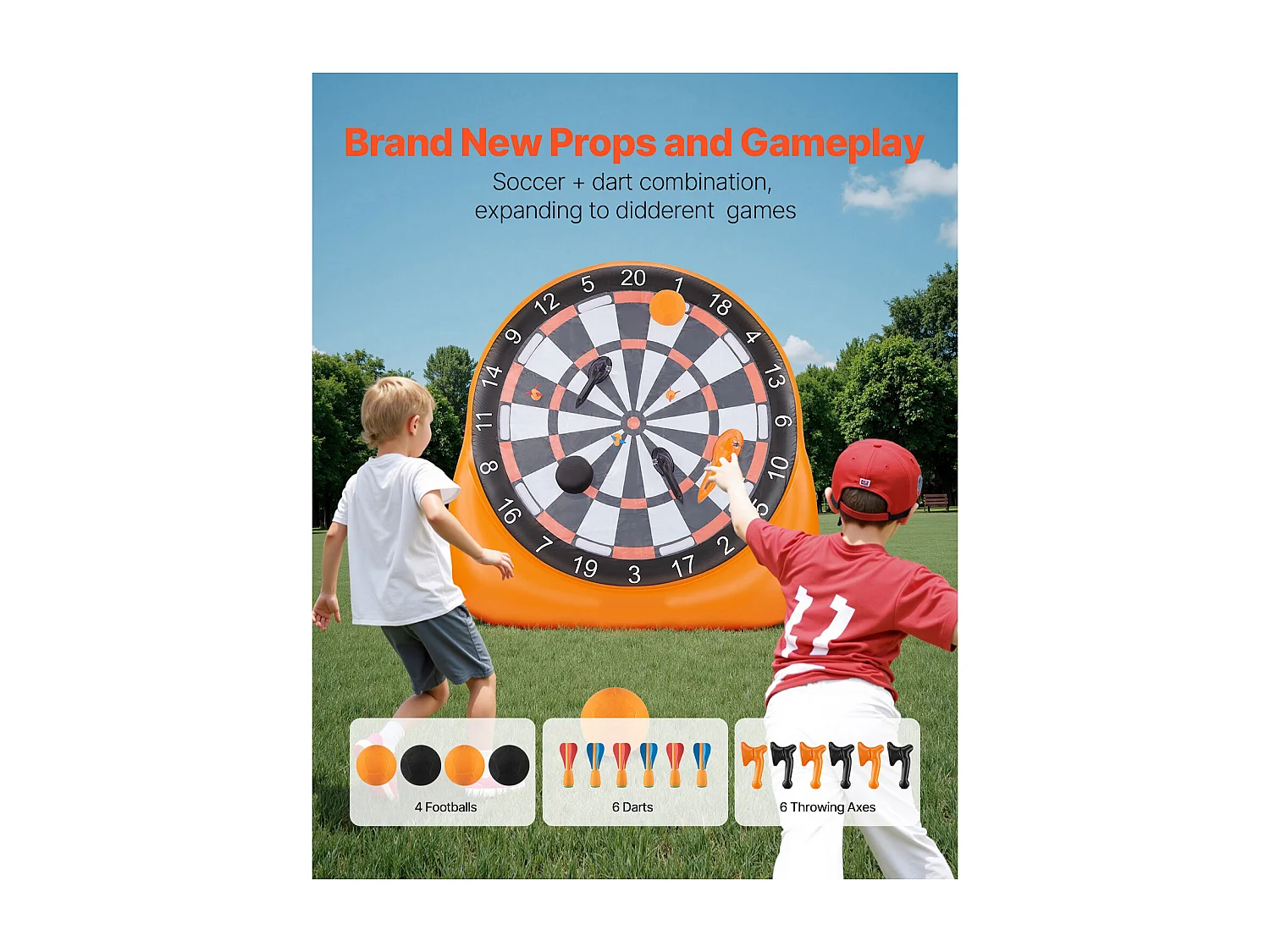 Gioco di Dardi Gigante SucceBuy, Bersaglio Calcistico Gonfiabile 2 m per Giochi all'Aperto