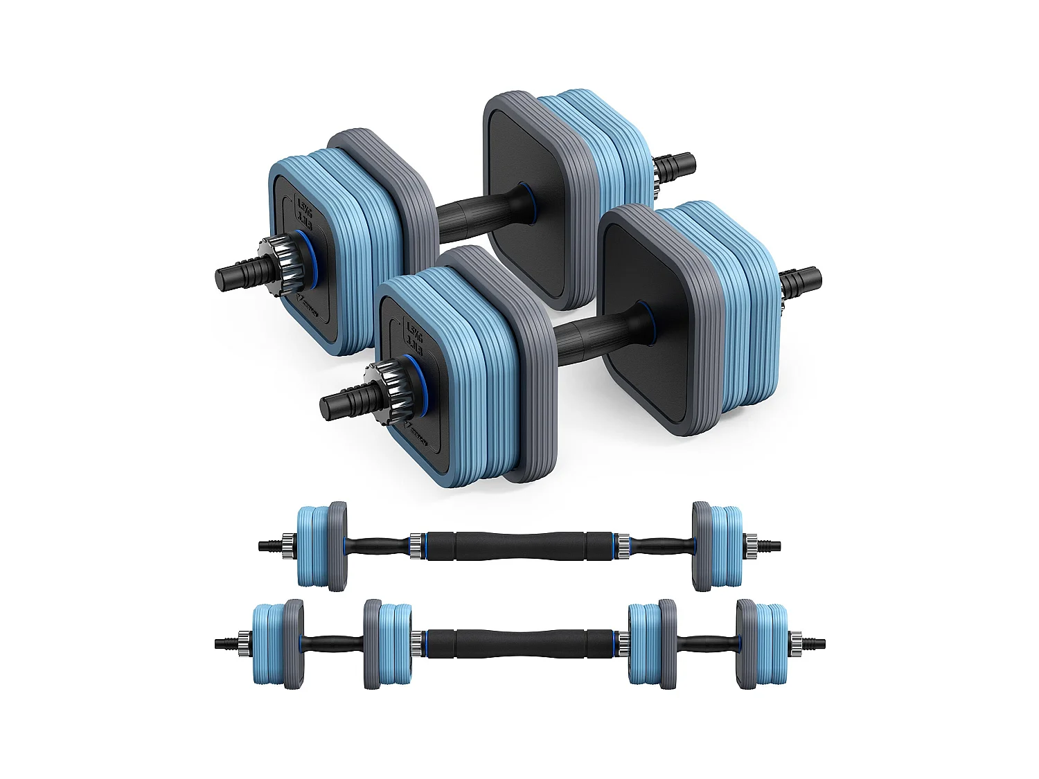 Haltères Réglables MERACH, 3 en 1 avec Barres Connectées, 20KG, Idéal pour Fitness et Musculation à Domicile ou en Salle De Sport