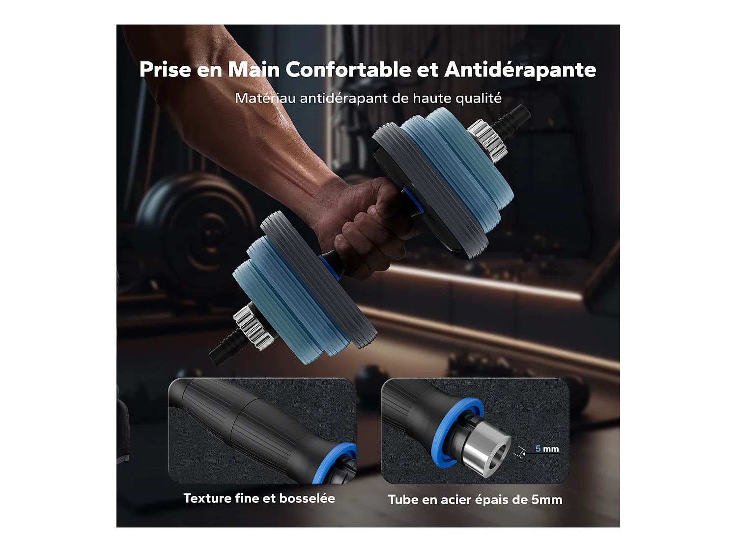 Haltères Réglables MERACH, 3 en 1 avec Barres Connectées, 20KG, Idéal pour Fitness et Musculation à Domicile ou en Salle De Sport