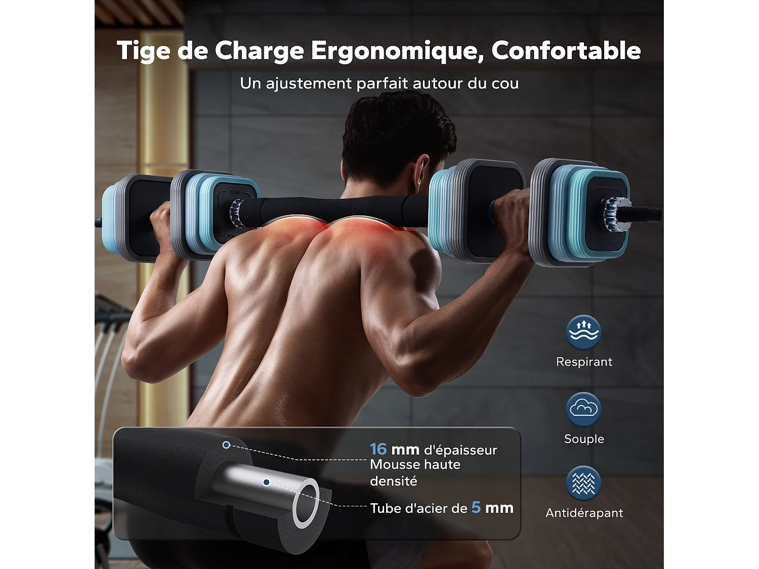 MERACH Dumbbells - 3 in 1 Hantelset - Verstelbare Gewichten - 20KG - Robuuste Grip - Voor Thuisfitness - Krachttraining - Robuust & Compact - Voor Mannen & Vrouwen