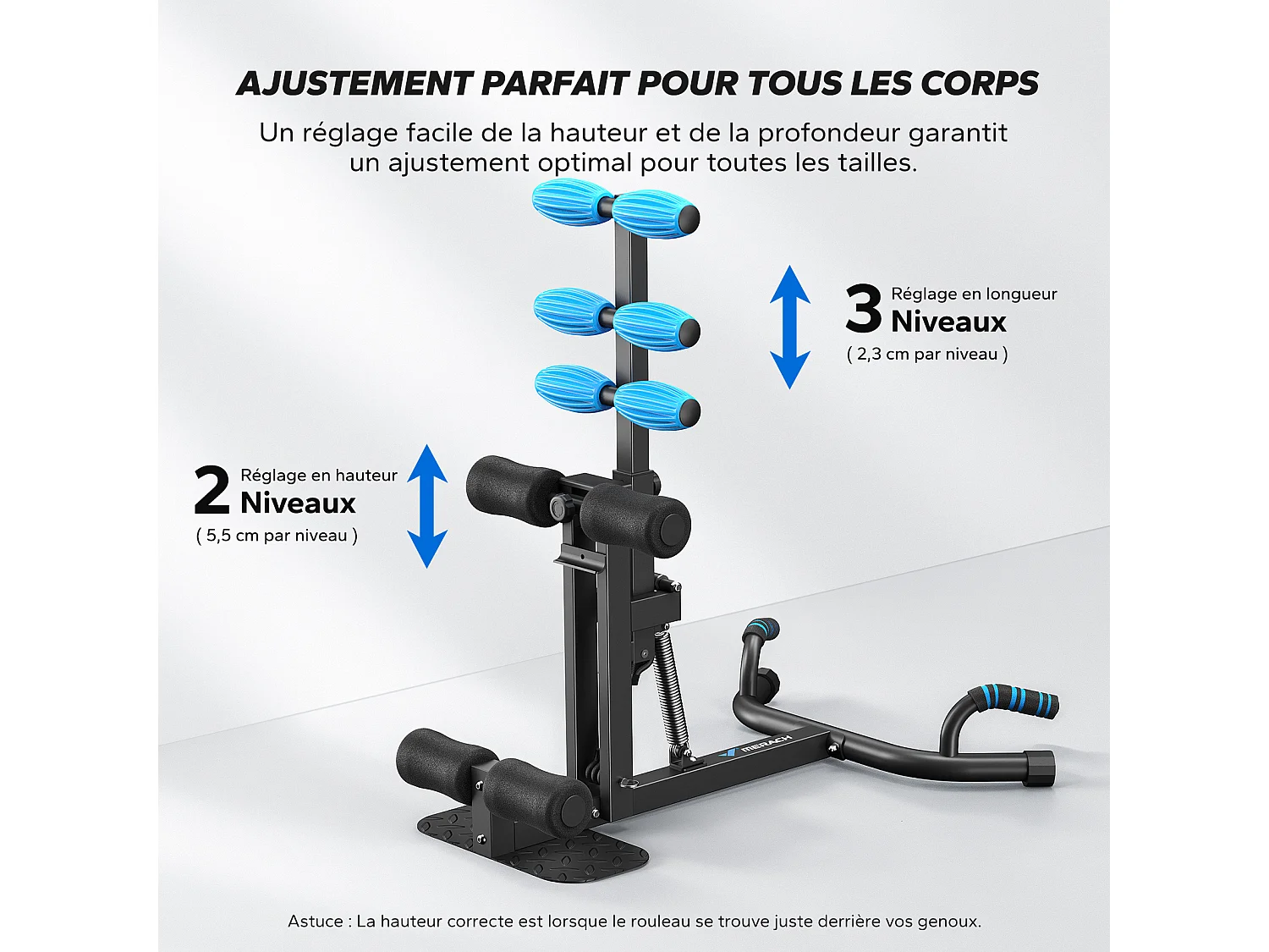 Attrezzo squat multifunzione MERACH, carico 136 kg, regolabile, massaggio, allenamento completo addome, gambe, glutei, braccia
