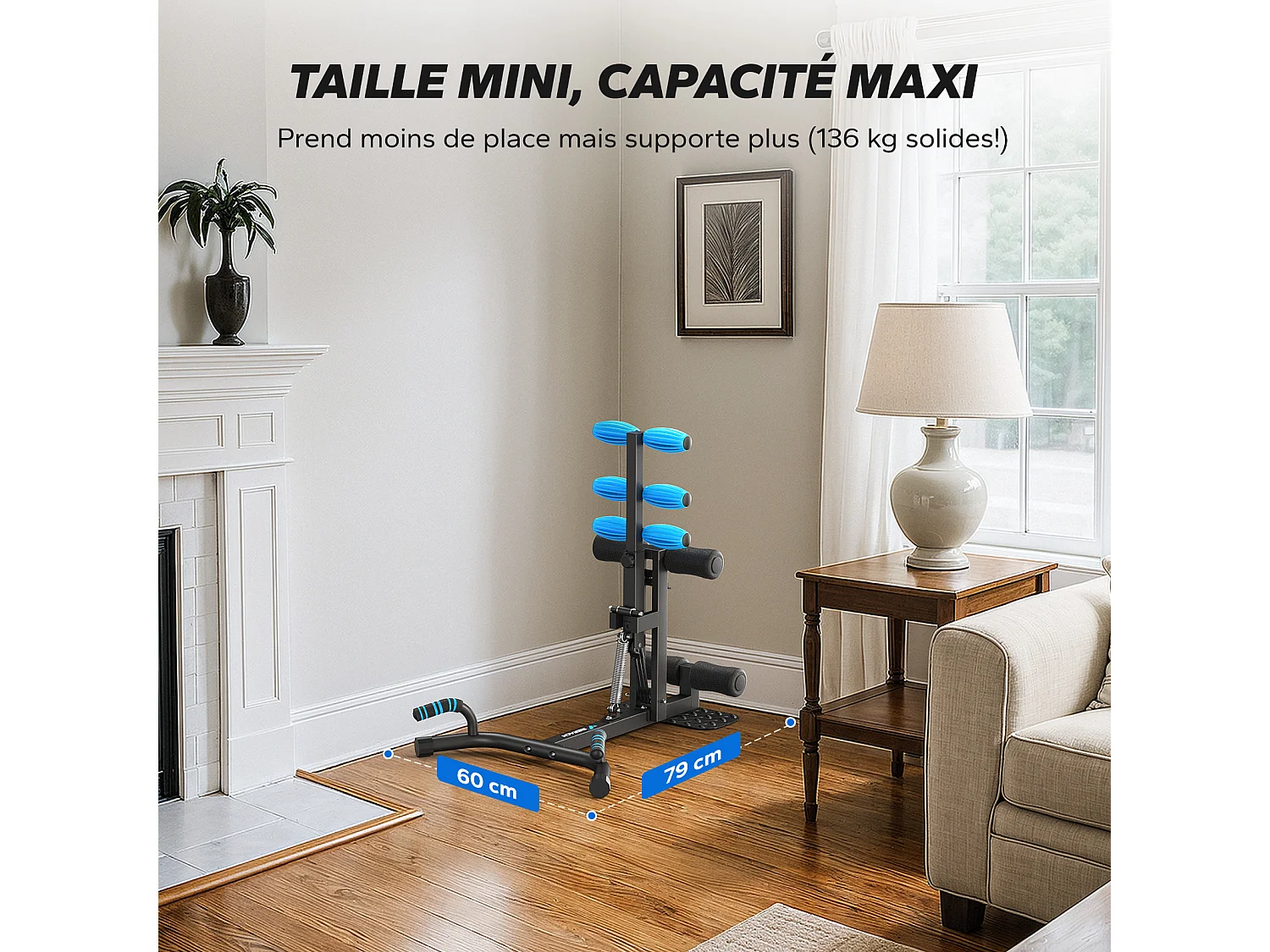 Attrezzo squat multifunzione MERACH, carico 136 kg, regolabile, massaggio, allenamento completo addome, gambe, glutei, braccia