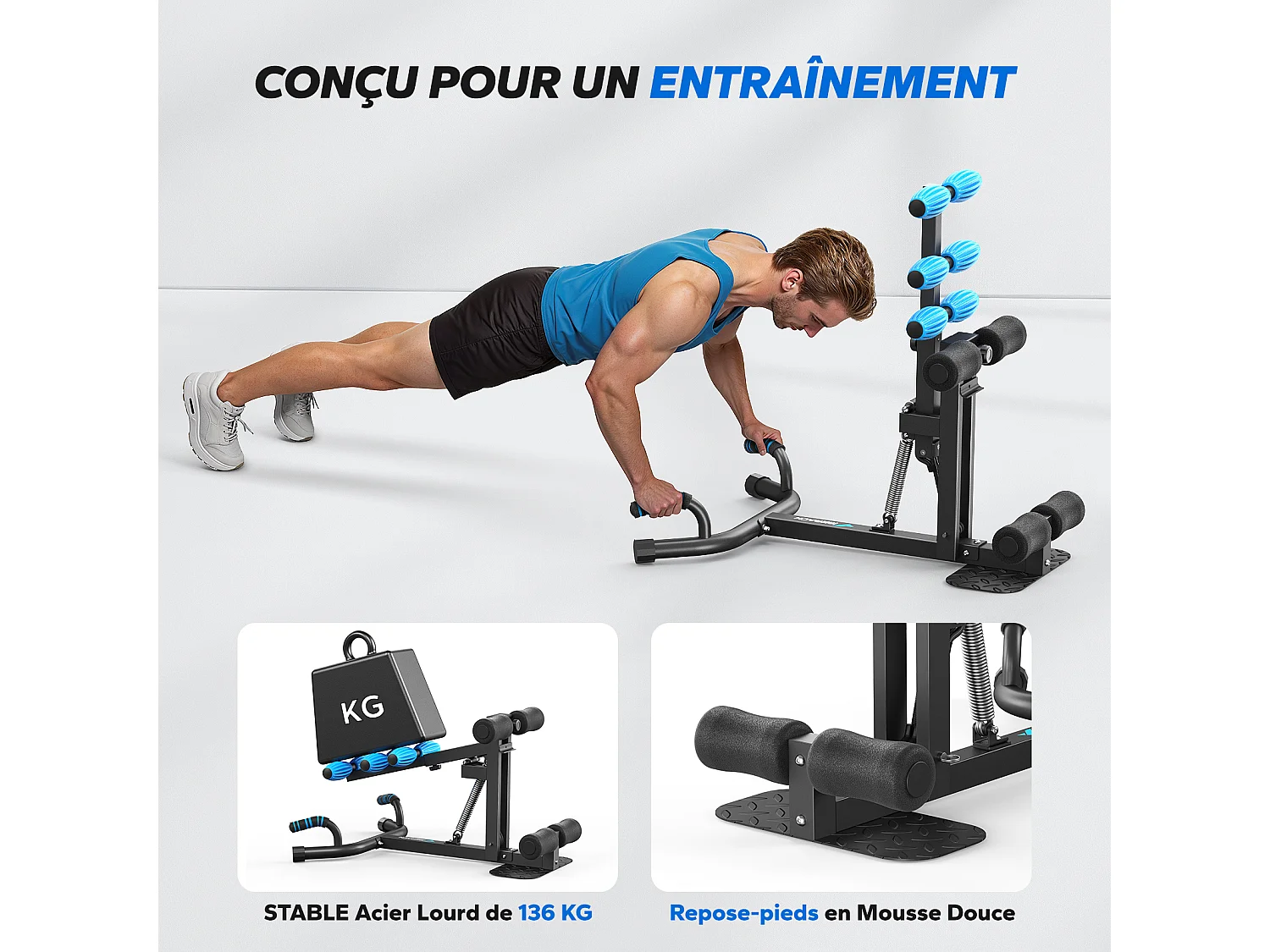 Attrezzo squat multifunzione MERACH, carico 136 kg, regolabile, massaggio, allenamento completo addome, gambe, glutei, braccia