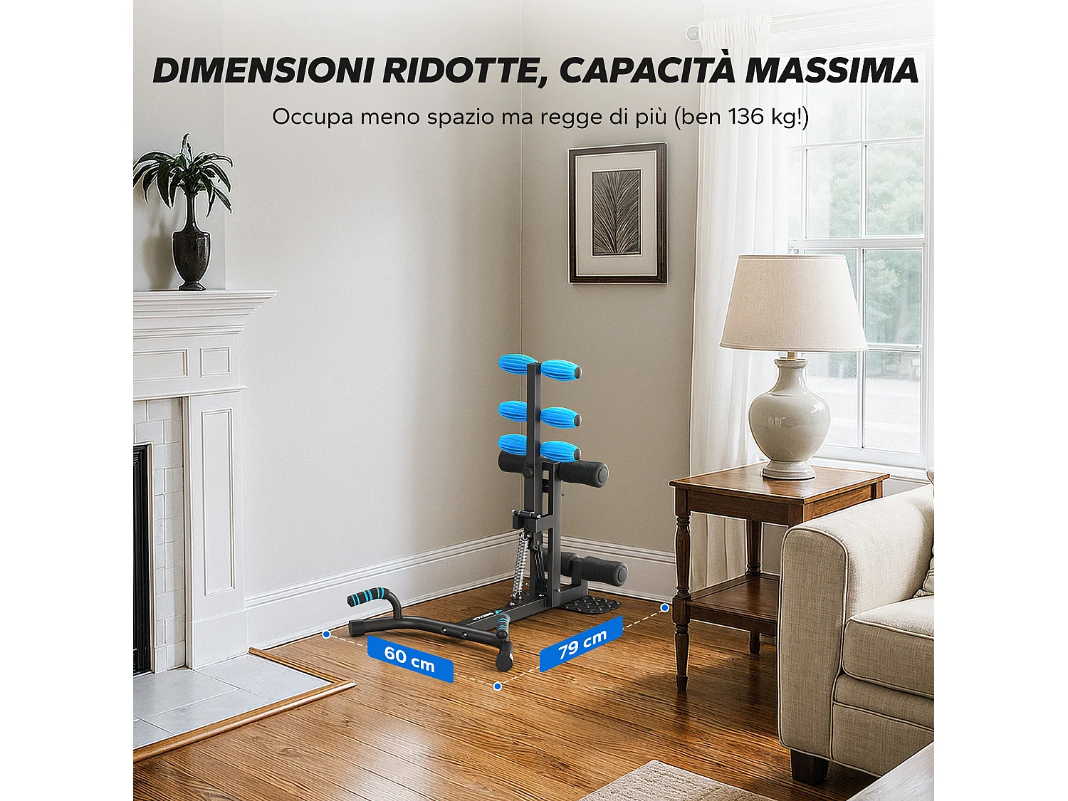 Attrezzo squat multifunzione MERACH, carico 136 kg, regolabile, massaggio, allenamento completo addome, gambe, glutei, braccia