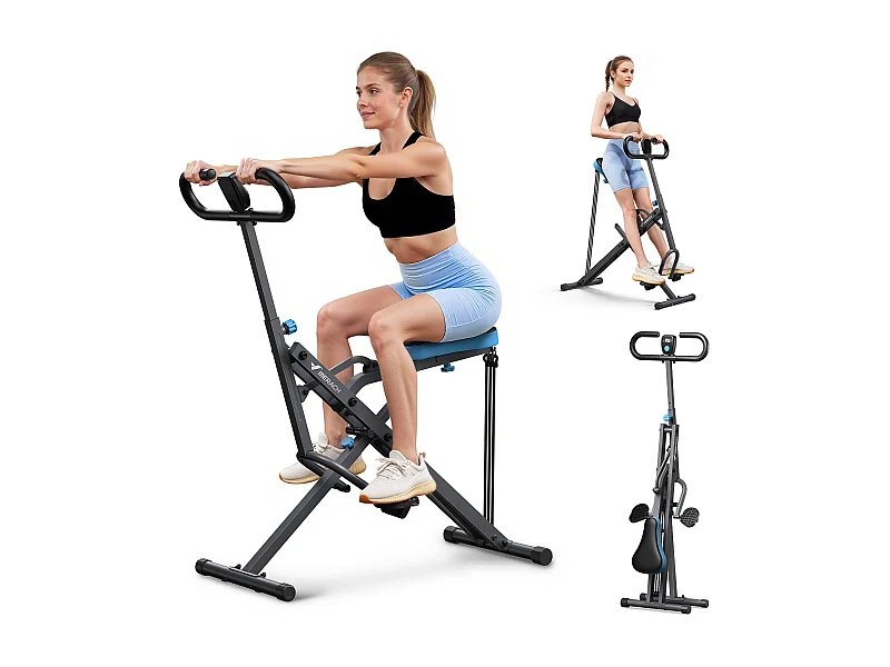 Appareil de Fitness MERACH, Type Équitation, Résistance Réglable, Pliable, 160 kg, Écran LCD, Pour Abdos/Jambes/Dos, Gris