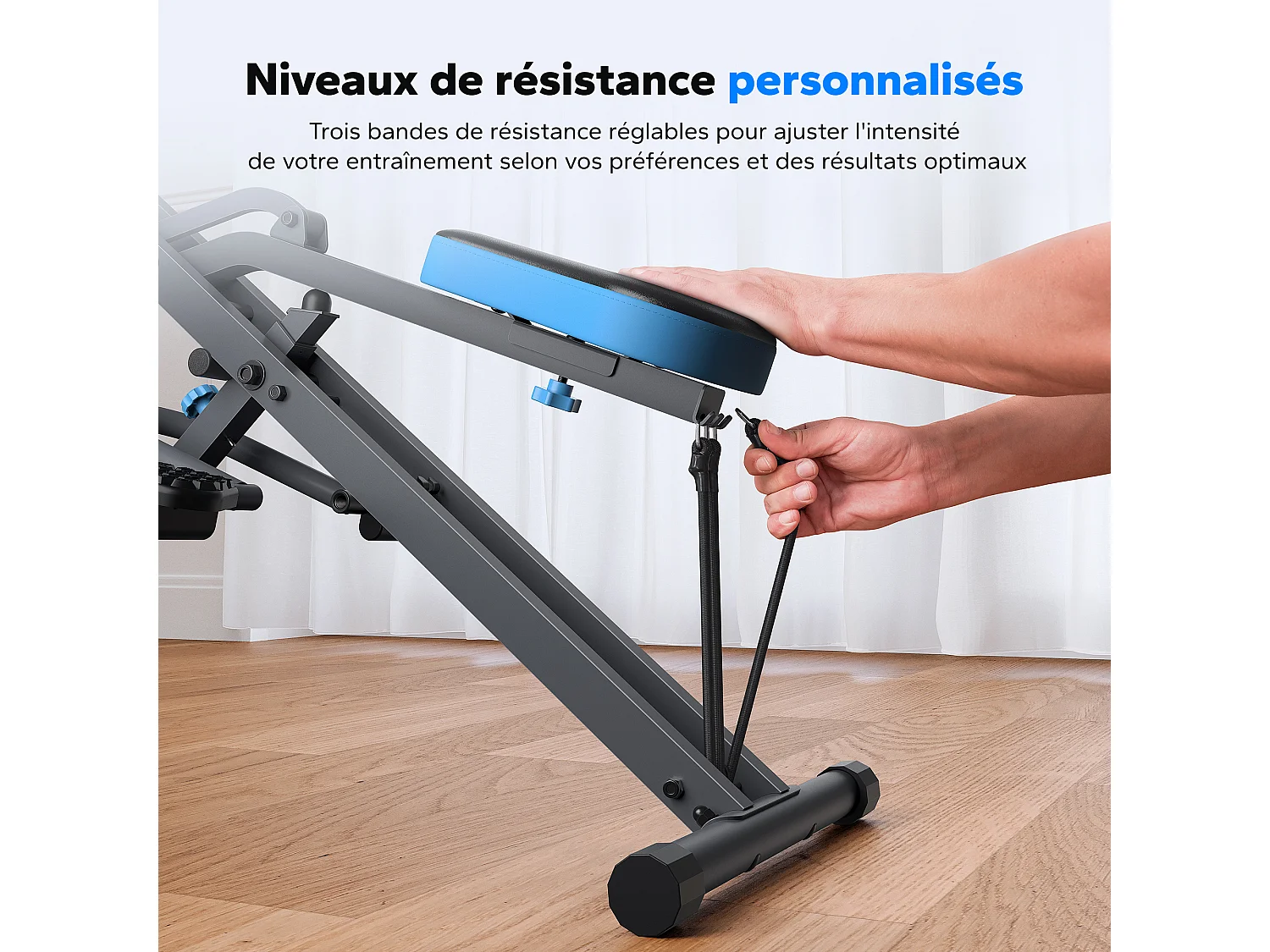 Appareil de Fitness MERACH, Type Équitation, Résistance Réglable, Pliable, 160 kg, Écran LCD, Pour Abdos/Jambes/Dos, Gris