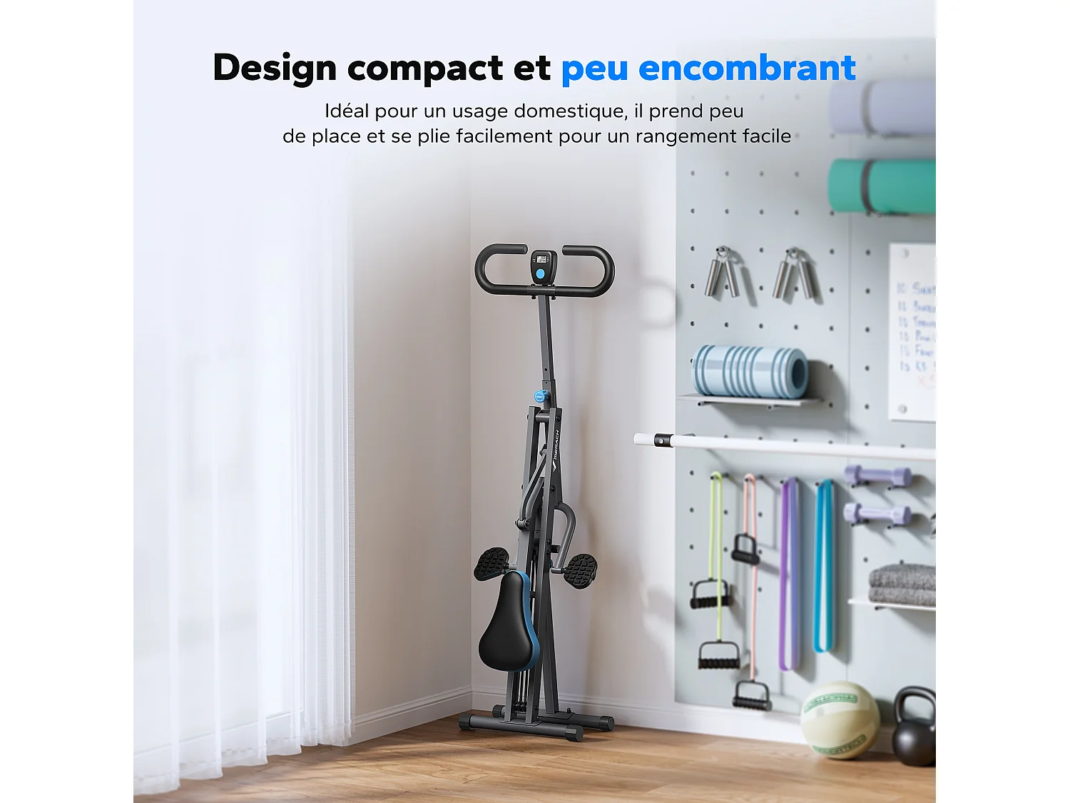 Appareil de Fitness MERACH, Type Équitation, Résistance Réglable, Pliable, 160 kg, Écran LCD, Pour Abdos/Jambes/Dos, Gris