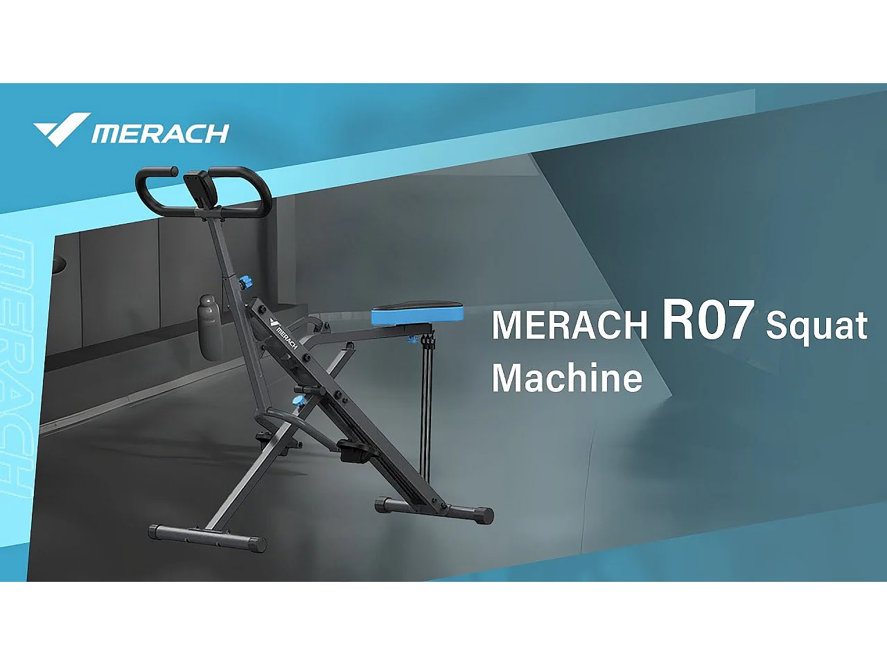 Máquina de Remo y Sentadillas MERACH, Resistencia Ajustables, LCD, Diseño Compacto, Fácil Instalación, Máx. 160 kg, Ejercicio Completo, Gris