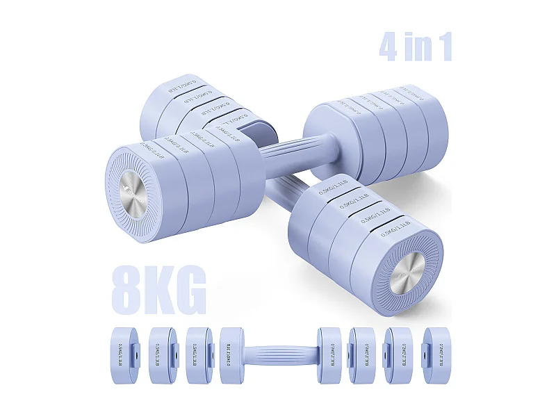 Manubri regolabili 4-in-1 - MERACH, set da 2 pesi 1-4 kg, a casa o palestra, per uomini e donne, blu