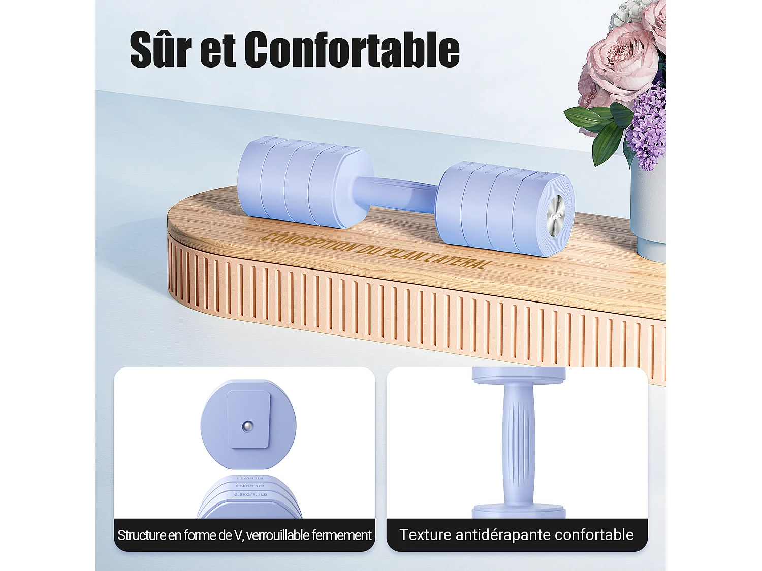 Haltère Musculation Réglable 4-en-1 - MERACH, Lot de 2 Poids de 1 à 4KG, à Domicile ou en Salle De Sport, pour Hommes et Femmes, Bleu