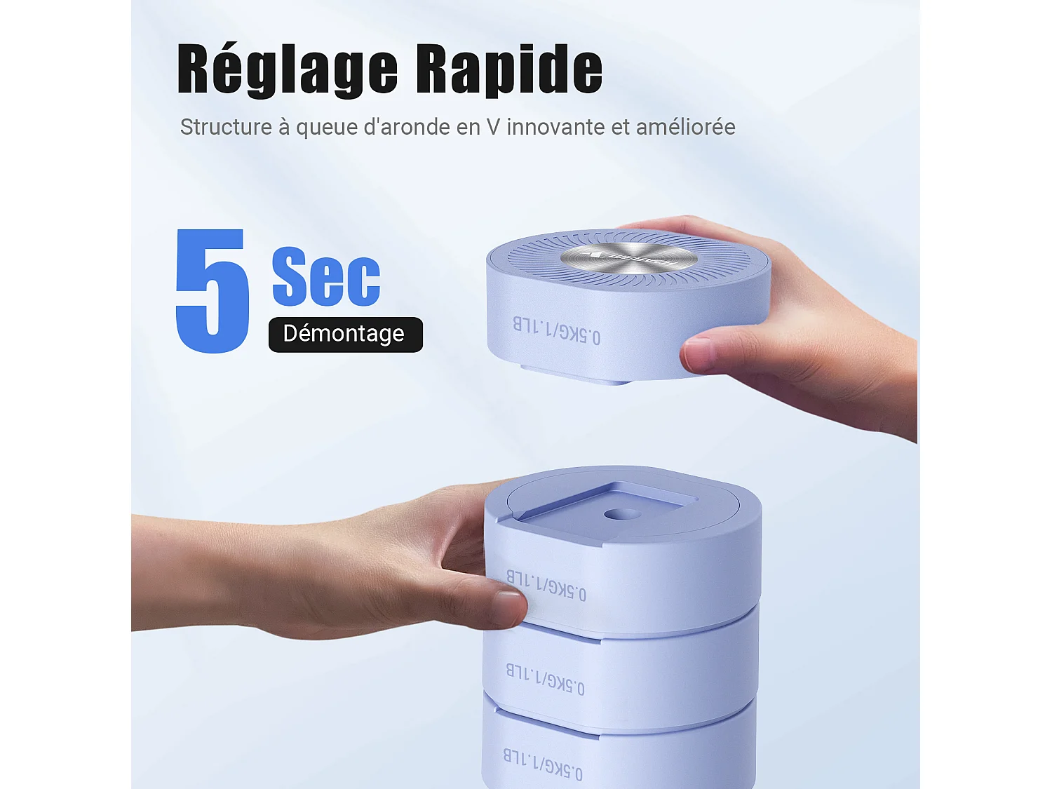 Haltère Musculation Réglable 4-en-1 - MERACH, Lot de 2 Poids de 1 à 4KG, à Domicile ou en Salle De Sport, pour Hommes et Femmes, Bleu