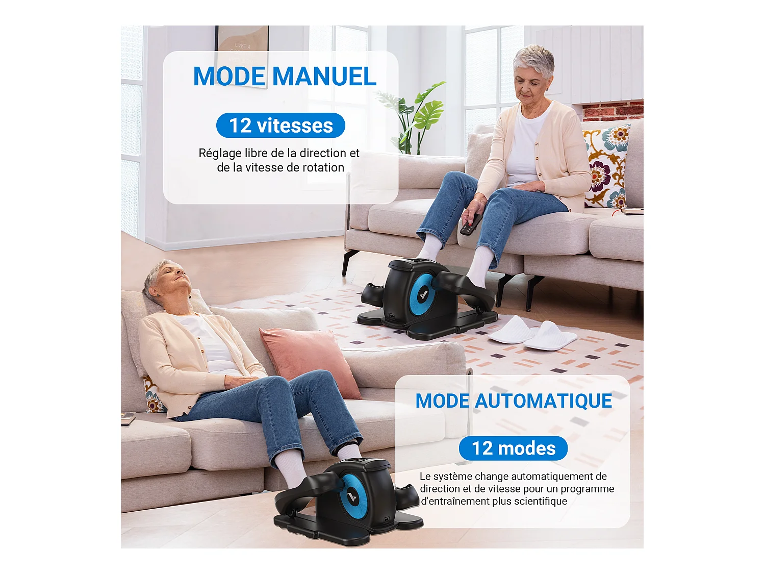 Mini Vélo Elliptique Électrique Pour Bureau & Maison Merach - Télécommande, Écran LCD, 12 Vitesses, Tapis Antidérapant