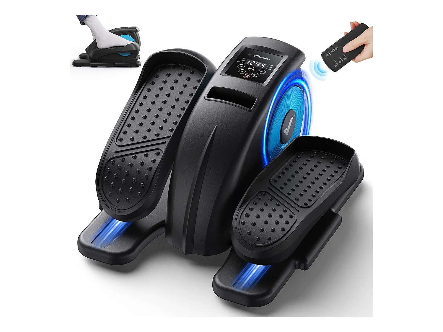 Mini cyclette ellittica elettrica per ufficio & casa Merach - telecomando, schermo LCD, 12 velocità, tappetino antiscivolo