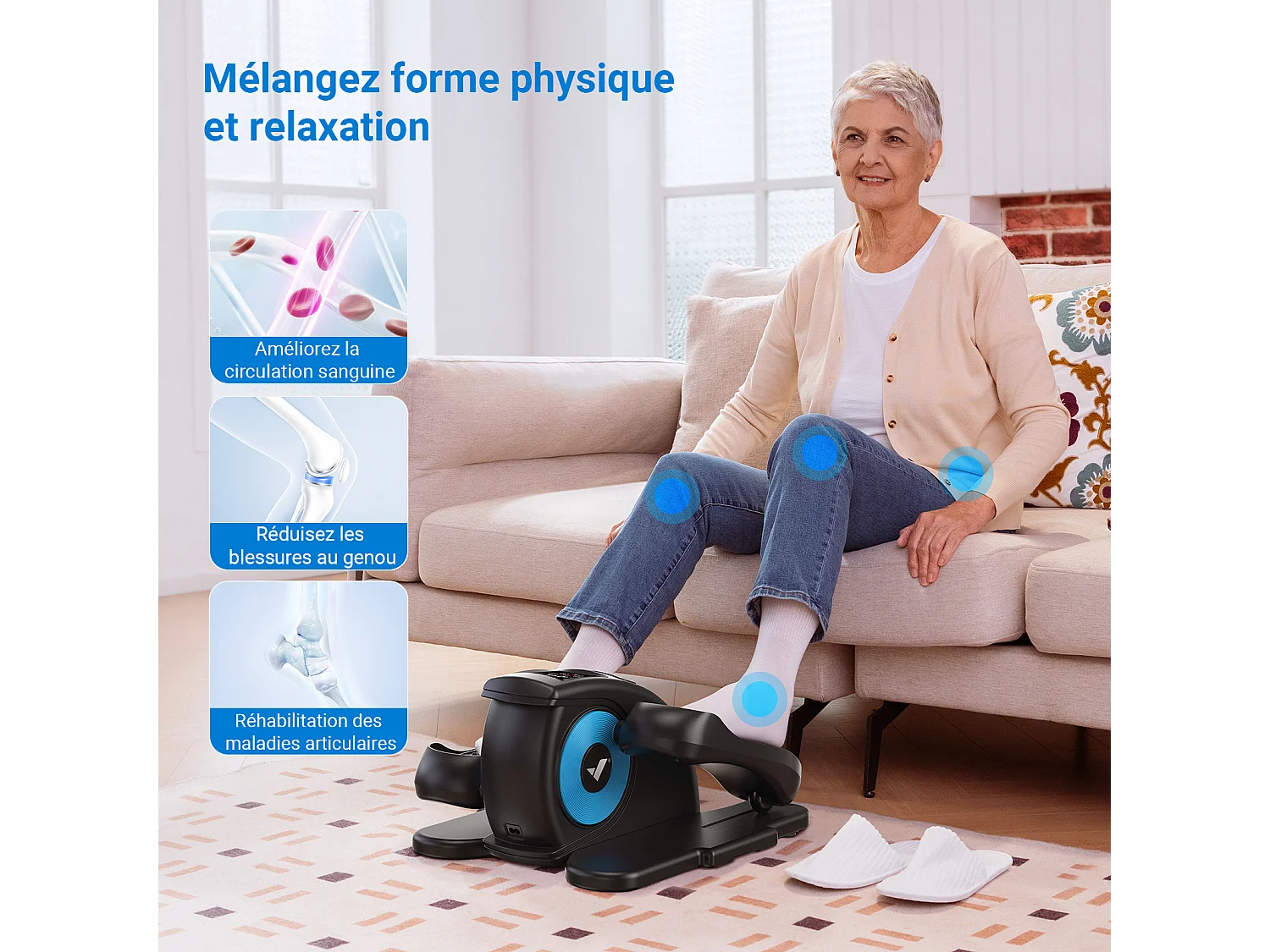 Mini cyclette ellittica elettrica per ufficio & casa Merach - telecomando, schermo LCD, 12 velocità, tappetino antiscivolo