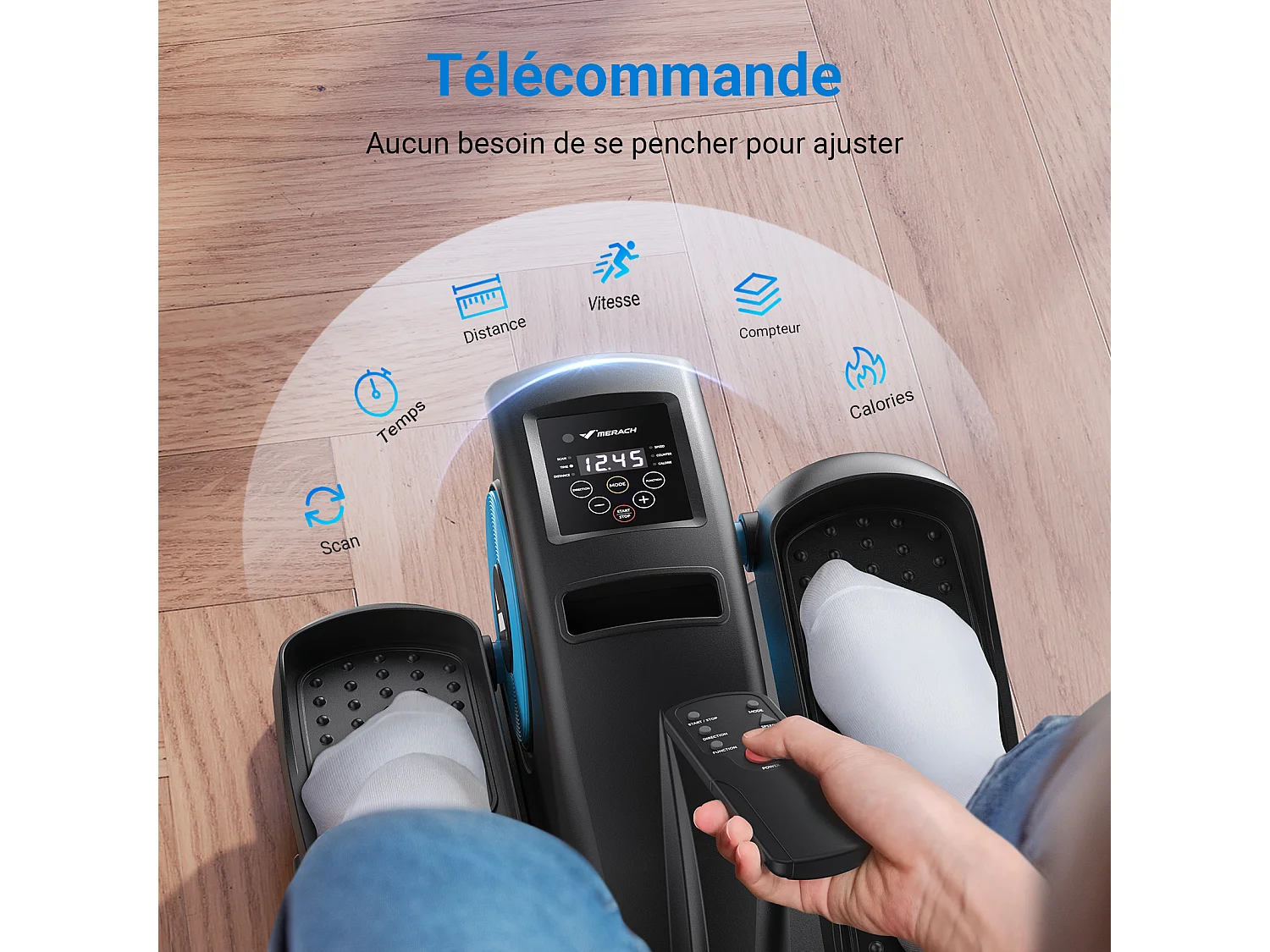 MERACH Mini - Serie - Crosstrainer - 12 niveau trapweerstand - Met afstandsbediening en LCD - scherm - Voor thuis en kantoor gebruik