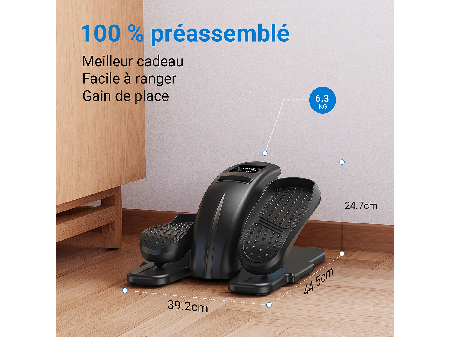 Mini Bicicleta Elíptica Elétrica MERACH, Ecrã LCD Tátil, Pedaleador Elétrico com 12 Modos, Comando Remoto, Ideal para Idosos, Casa ou Escritório