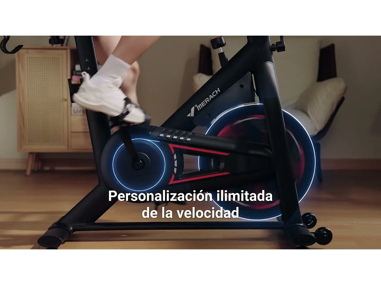 Bicicleta Estática Magnética MERACH, 8 Niveles, Bluetooth/APP, Volante 8kg, Estructura Reforzada, Asiento Regulable y Acolchado, en casa, hasta 150kg