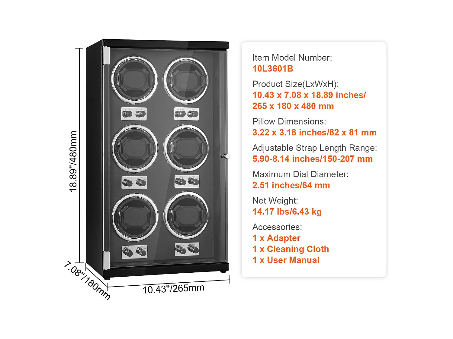Automatikuhr-Winder SucceBuy, für 6 Automatikuhren mit 6 Japanischen Motoren Leise