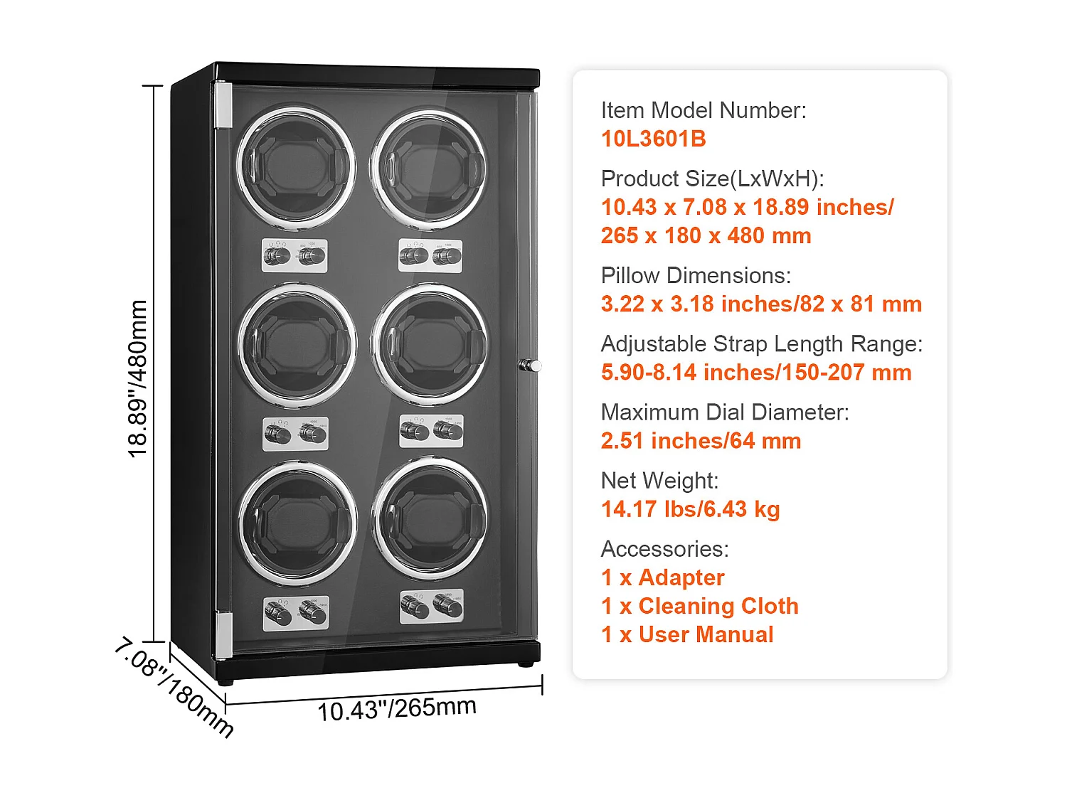 Remontoir Montre Automatique SucceBuy, pour 6 Montres Automatiques avec 6 Moteurs Japonais Silencieux