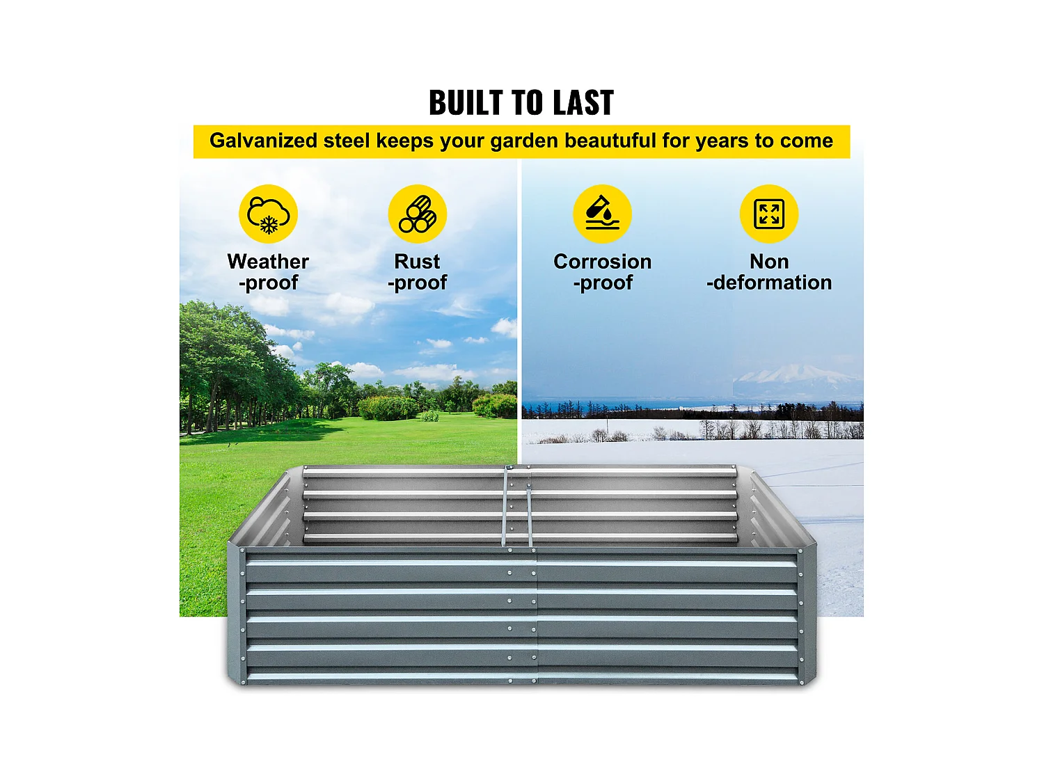 Jardinière Surélevée en Métal SucceBuy, Galvanisé pour Plantes, 203x102x48 cm, pour Cultiver Légumes, Fruits, Plantes Succulentes