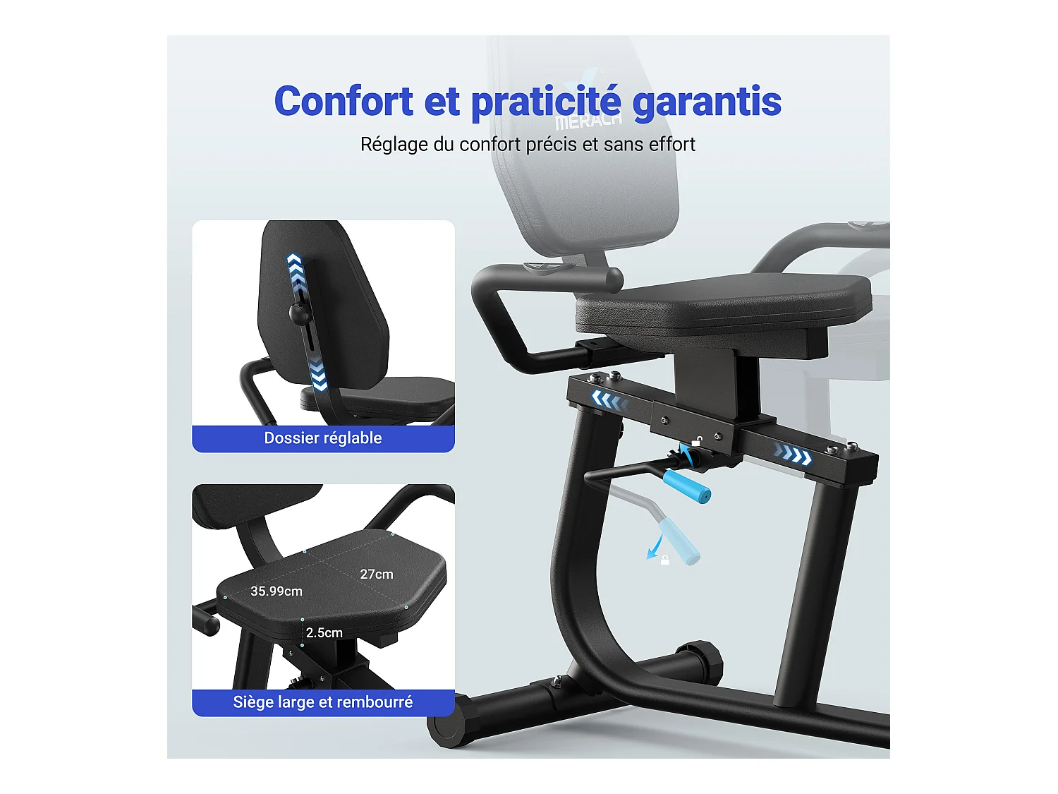 Vélo d'Appartement, Vélo Couché Magnétique avec 8 Niveaux de Résistance Réglables, Vélo de Fitness avec Écran LCD, Poignées de Fréquence Cardiaque, Max 158KG