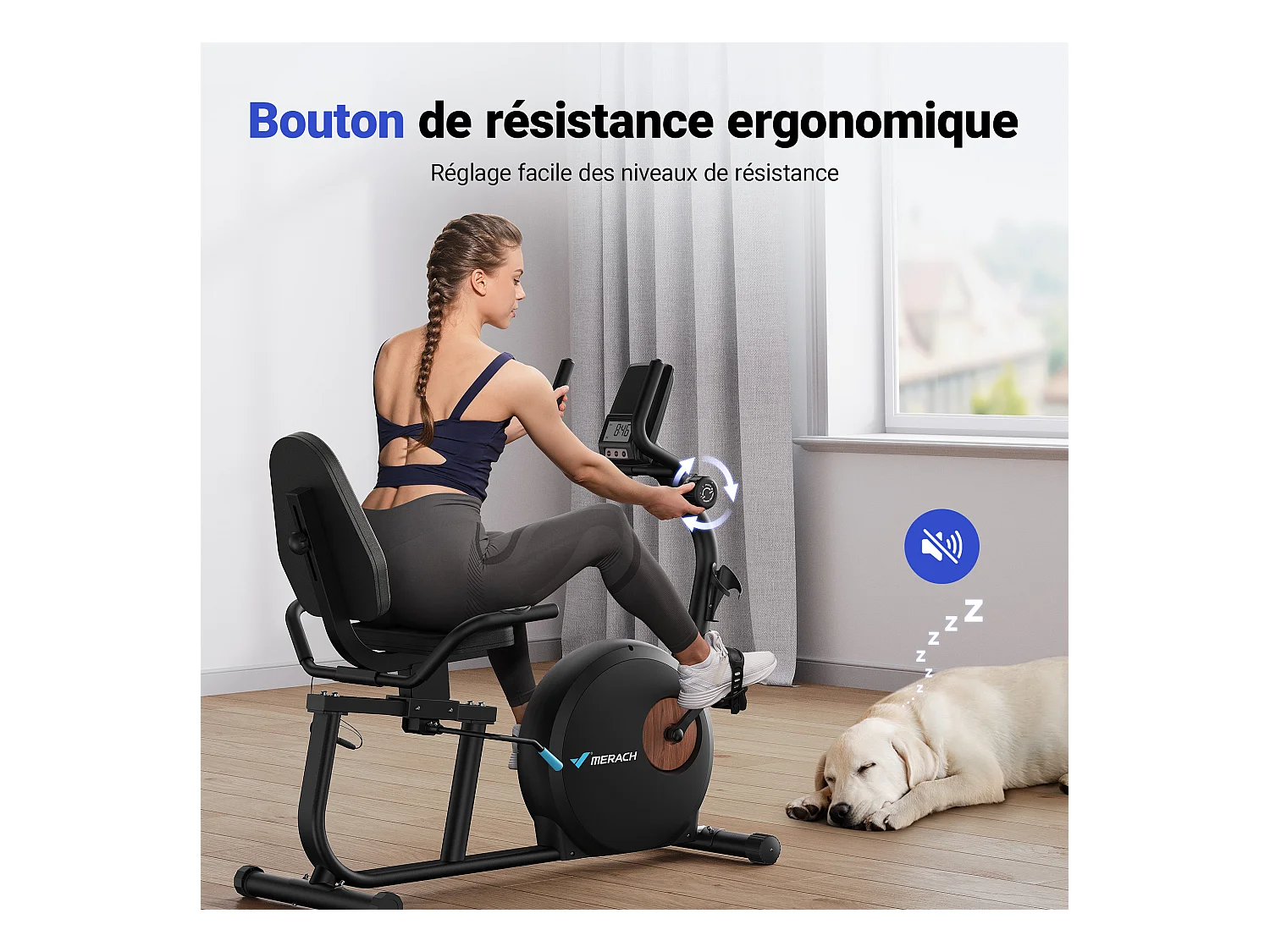 Vélo d'Appartement, Vélo Couché Magnétique avec 8 Niveaux de Résistance Réglables, Vélo de Fitness avec Écran LCD, Poignées de Fréquence Cardiaque, Max 158KG