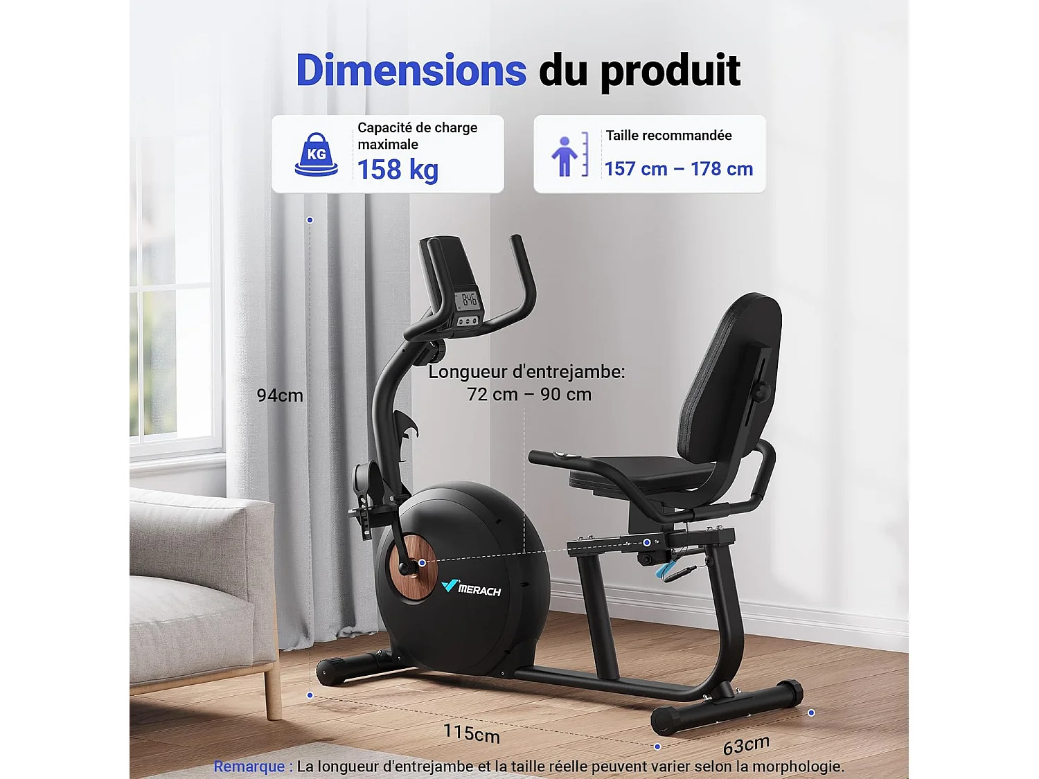 Liege-Ergometer, Heimtrainer Fahrrad für Zuhause, 8 Widerstandsstufen, mit Bluetooth, APP, LCD-Display, Beintrainer bis 158kg, Tablet-Halter, leise