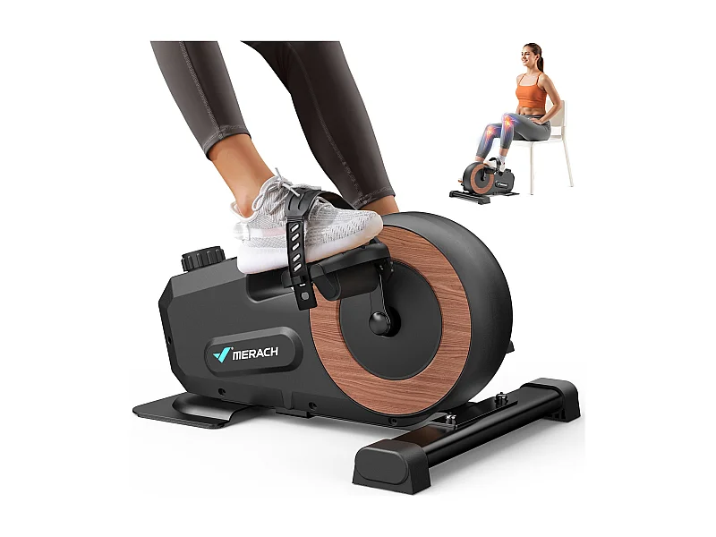 Pédalier d'appartement Merach, 8 niveaux, magnétique manuel, écran LCD, compact noir, ultra-silencieux <20 dB, bureau/maison