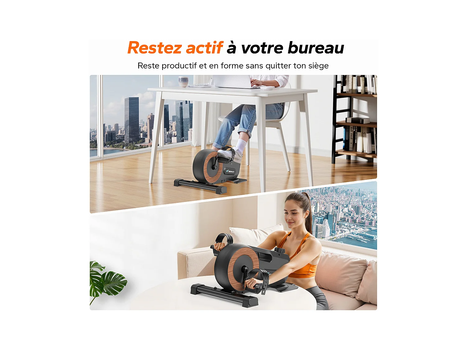 Pédalier d'appartement Merach, 8 niveaux, magnétique manuel, écran LCD, compact noir, ultra-silencieux <20 dB, bureau/maison