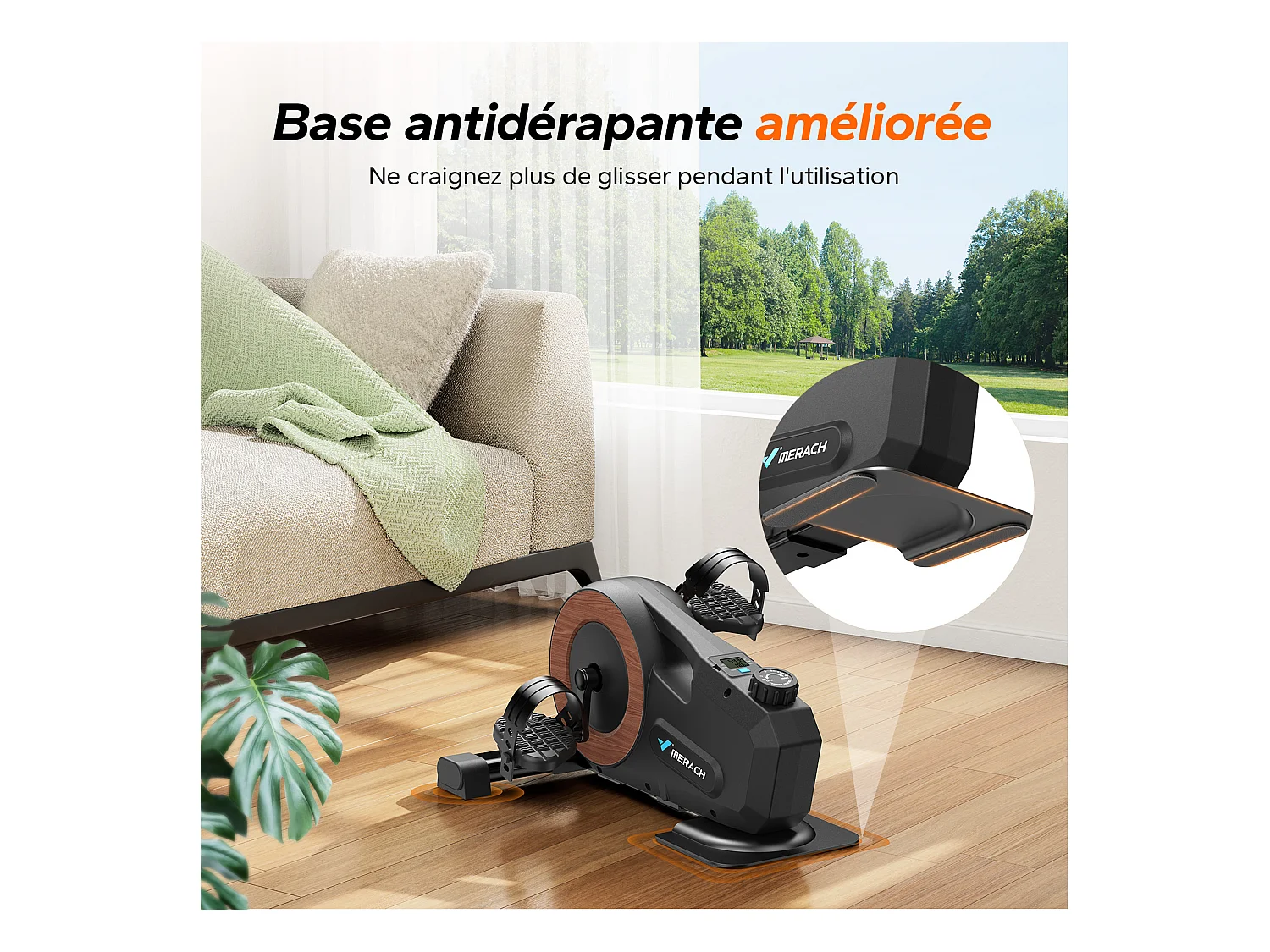 Pédalier d'appartement Merach, 8 niveaux, magnétique manuel, écran LCD, compact noir, ultra-silencieux <20 dB, bureau/maison