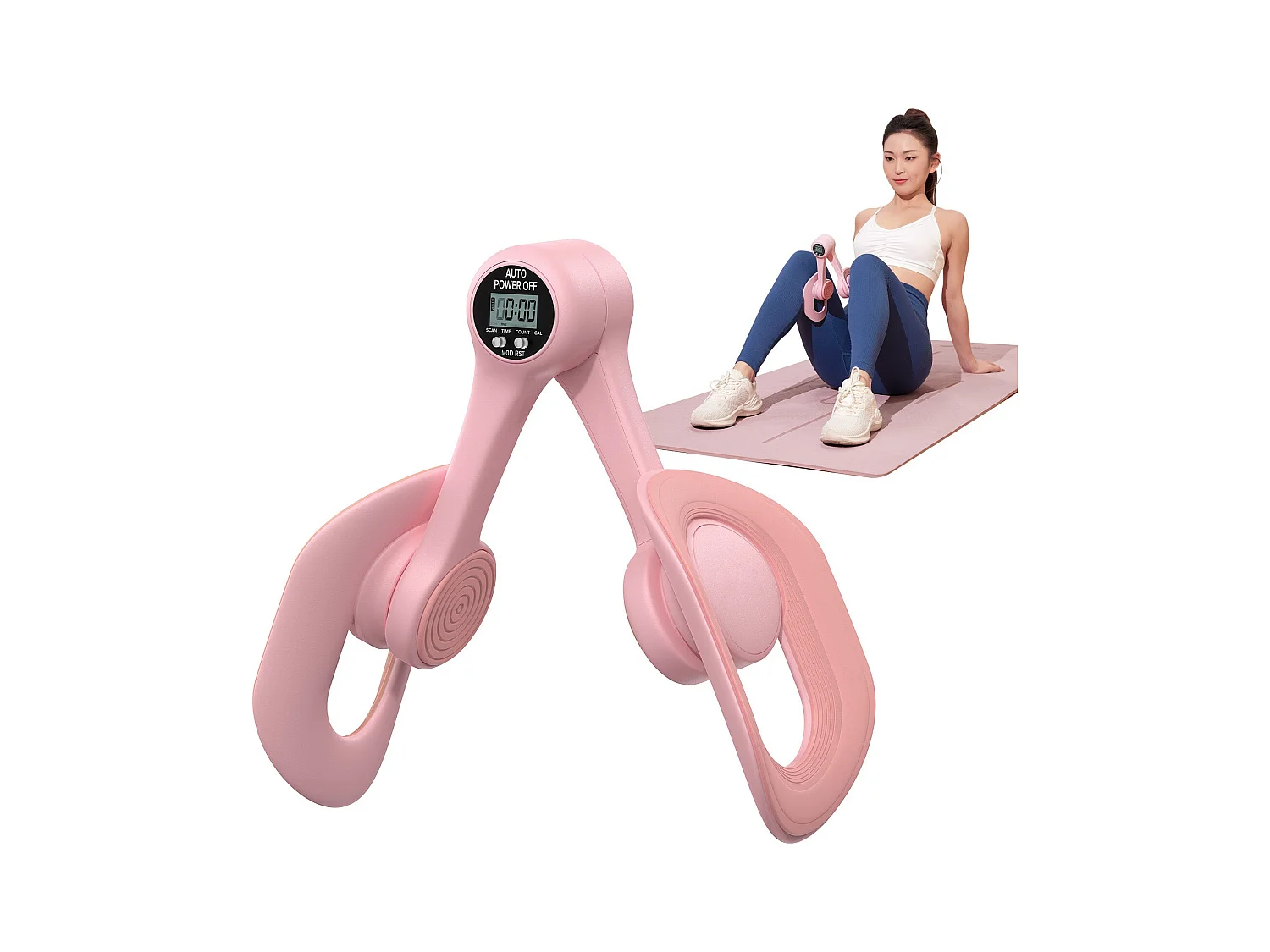 LEG TRAINER MERACH, Appareil cuisses adducteurs pectoraux 360° avec compteur, renforcement pelvien, post-accouchement, Portable Rose