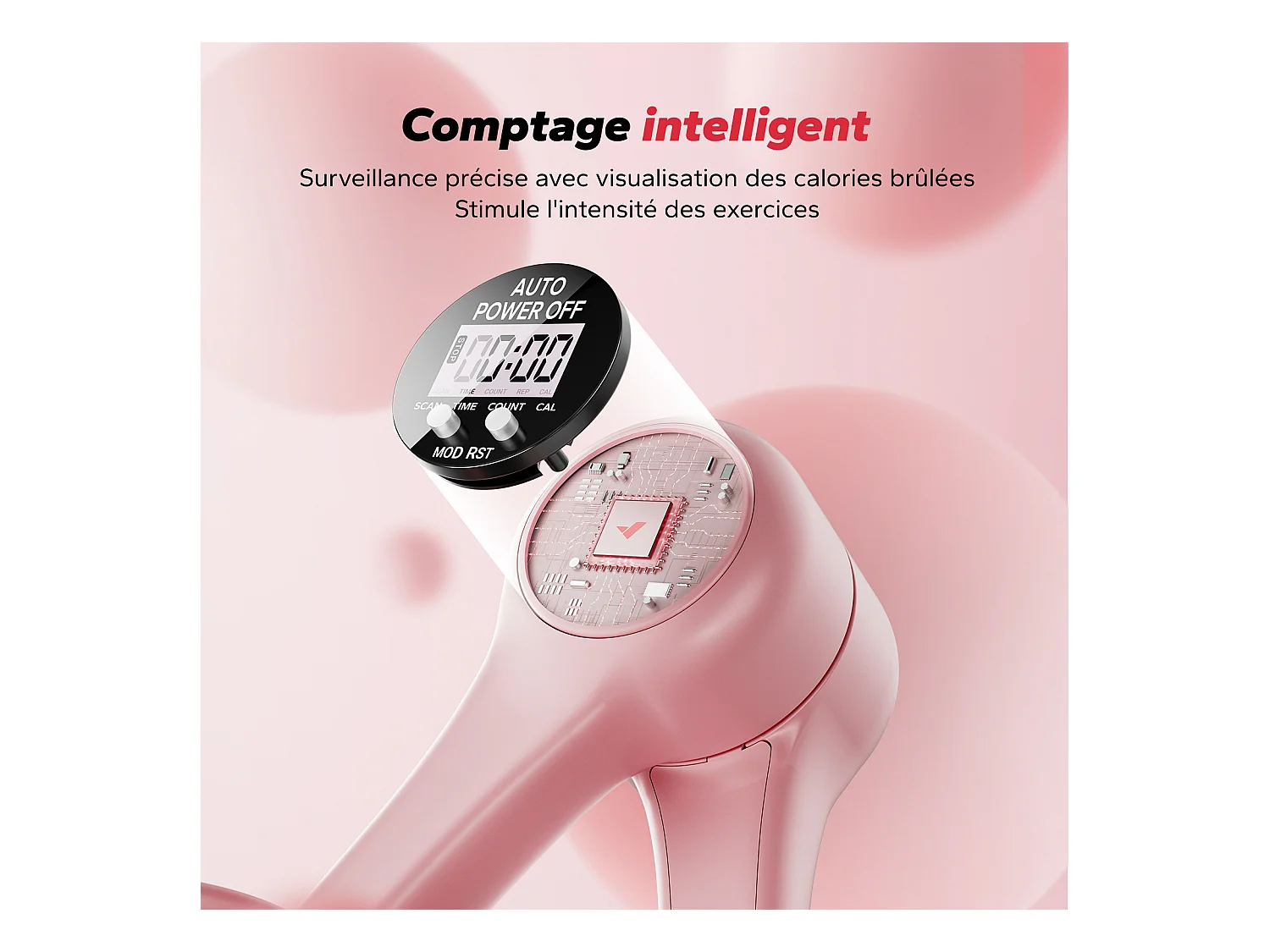 LEG TRAINER MERACH, Appareil cuisses adducteurs pectoraux 360° avec compteur, renforcement pelvien, post-accouchement, Portable Rose