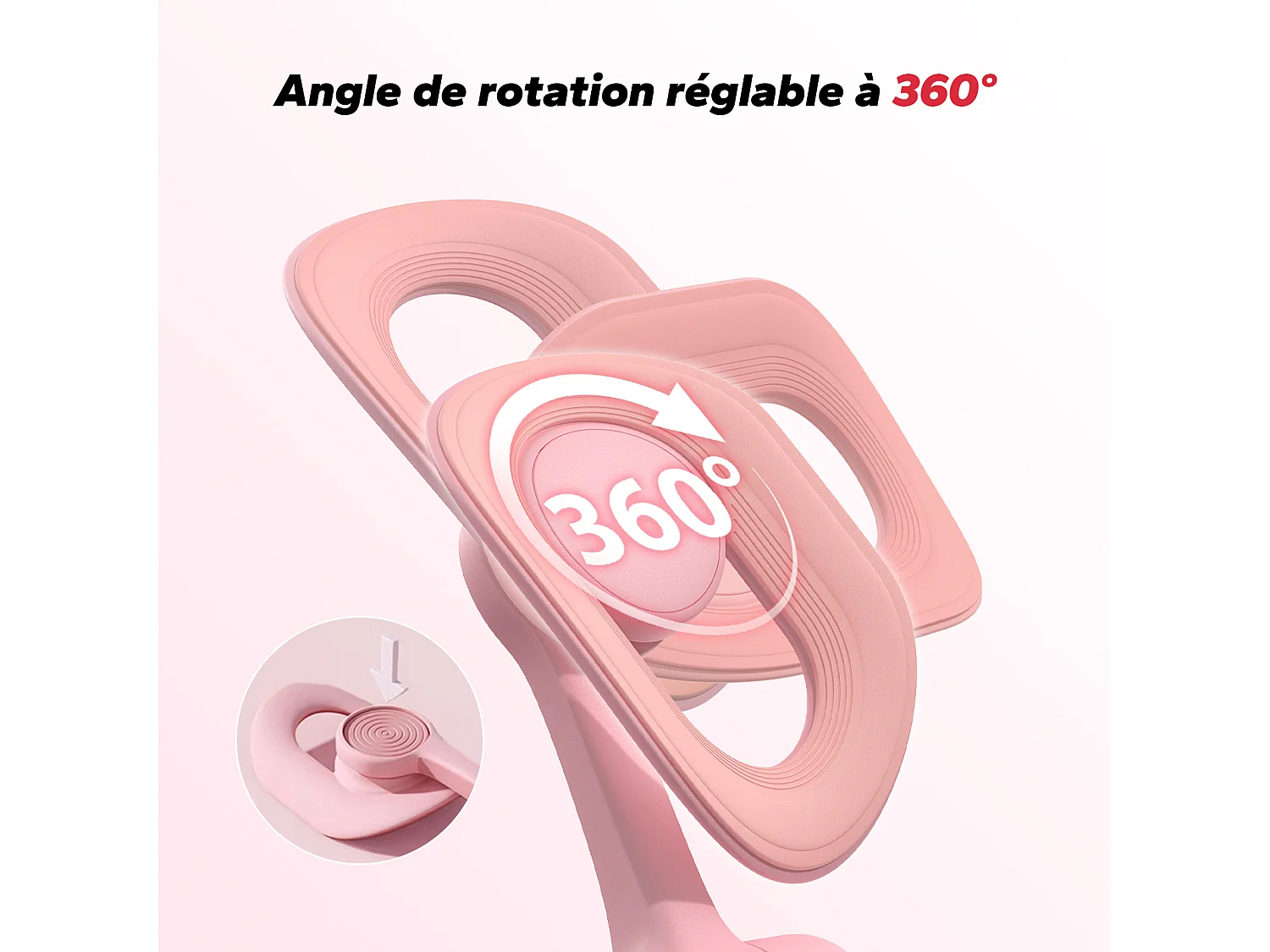 LEG TRAINER MERACH, Appareil cuisses adducteurs pectoraux 360° avec compteur, renforcement pelvien, post-accouchement, Portable Rose