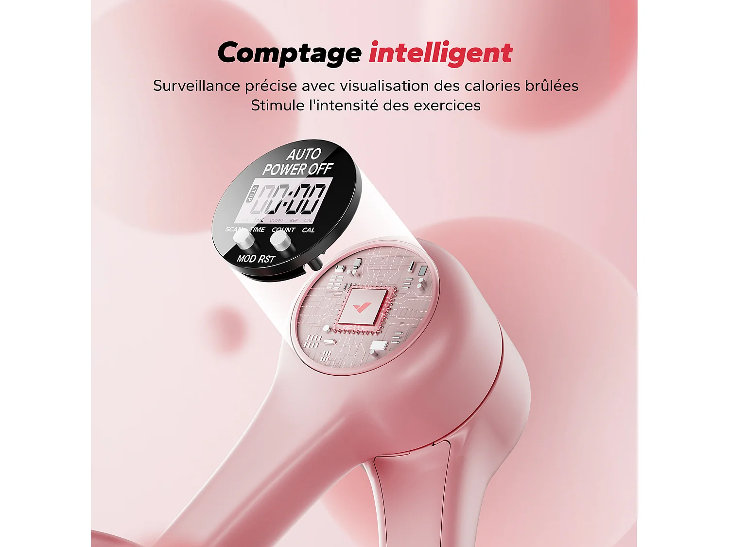 LEG TRAINER MERACH, Appareil cuisses adducteurs pectoraux 360° avec compteur, renforcement pelvien, post-accouchement, Portable Rose