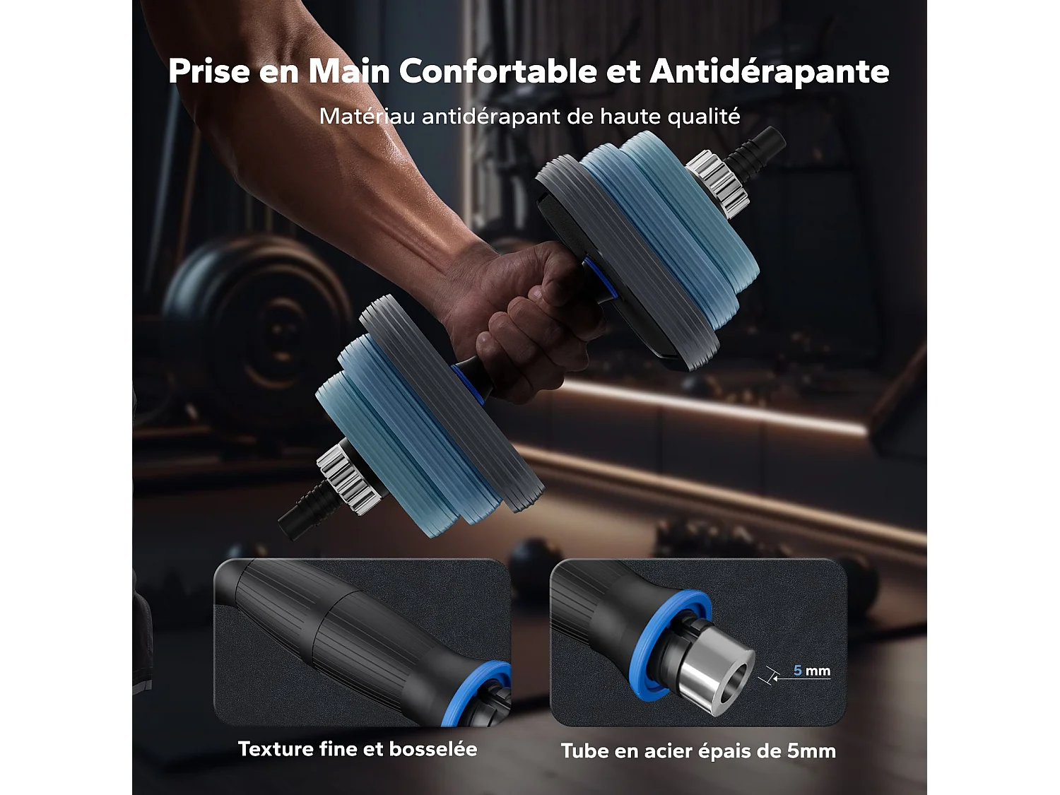 Manubri 16 kg regolabili 4 in 1 MERACH, antiscivolo, silenzioso, con barre e supporto spinta, per muscolazione a casa