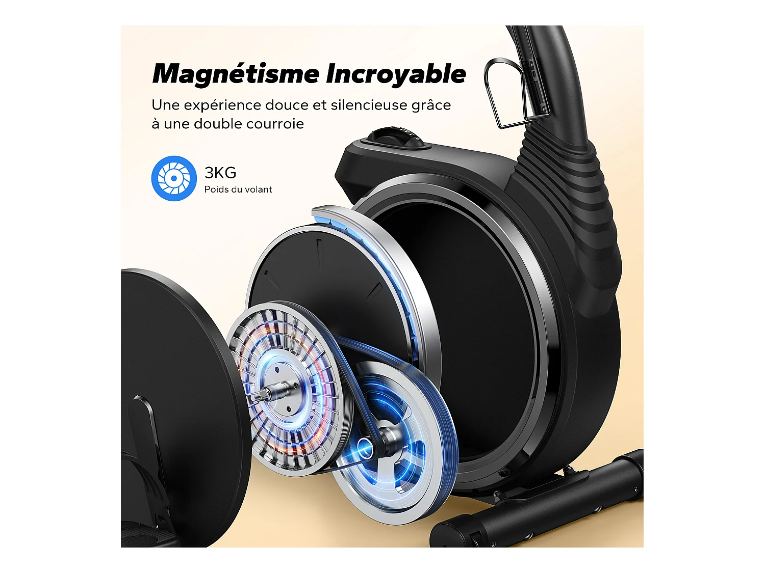 Vélo d'appartement Semi-allongé MERACH, 8 niveaux de résistance Magnétique, Foulée 15.2 cm, écran LED, APP connecté, poids max 135kg