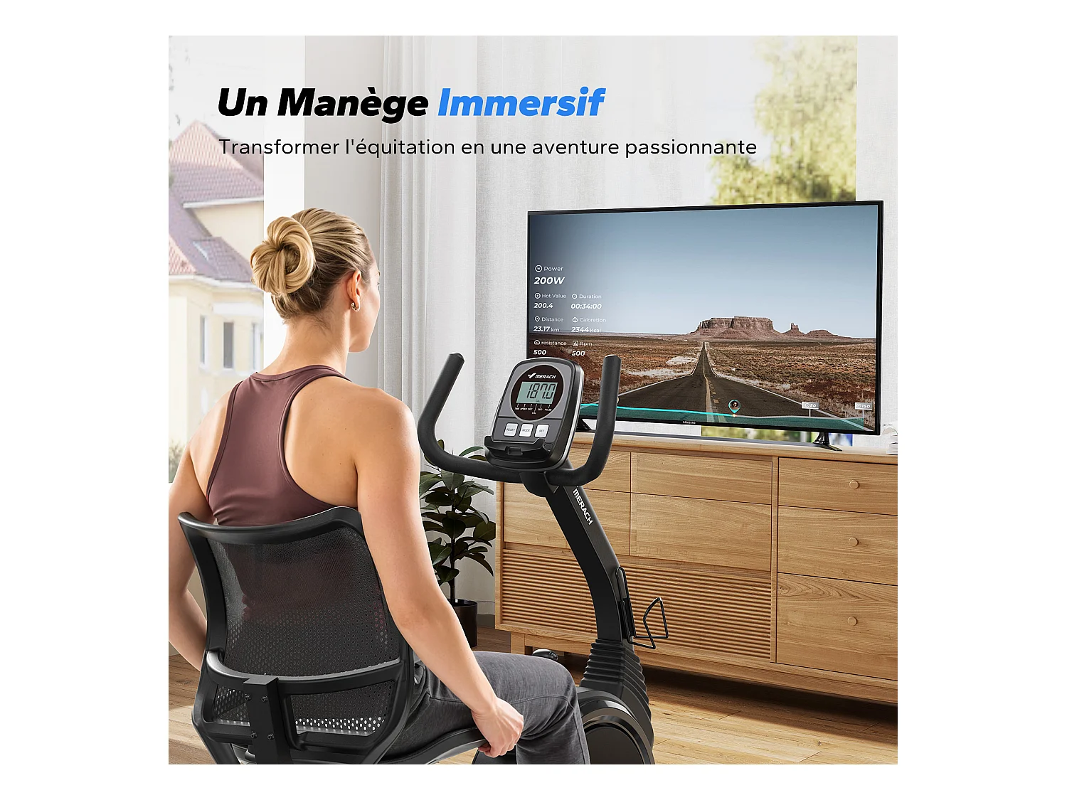 Vélo d'appartement Semi-allongé MERACH, 8 niveaux de résistance Magnétique, Foulée 15.2 cm, écran LED, APP connecté, poids max 135kg