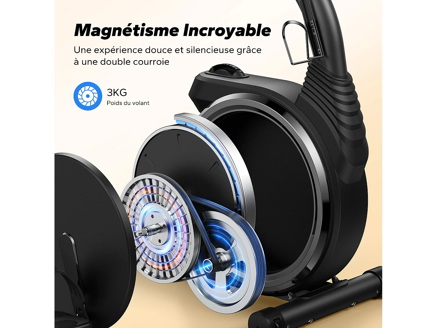 Vélo d'appartement Semi-allongé MERACH, 8 niveaux de résistance Magnétique, Foulée 15.2 cm, écran LED, APP connecté, poids max 135kg