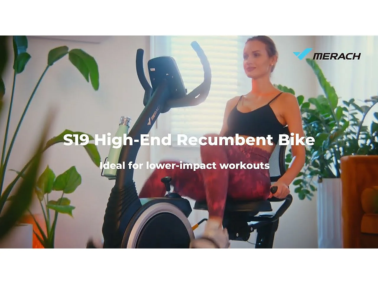 MERACH Semi-Ligfiets Revalidatiefiets - 8 Niveaus Magnetische Weerstand - LED - Verbonden APP - Hartfrequentie Sensor - Zwart