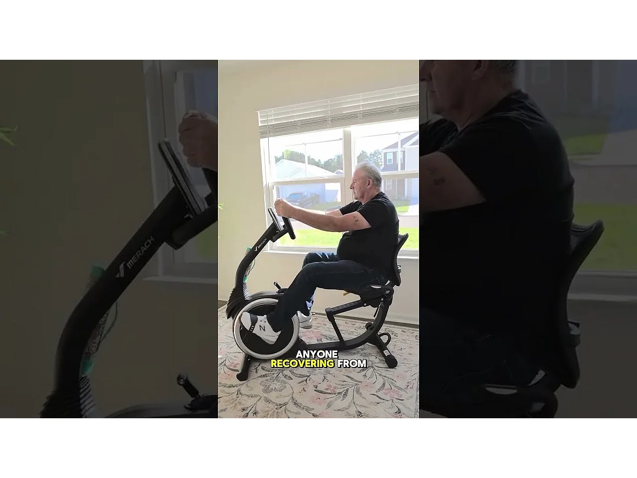 MERACH Semi-Ligfiets Revalidatiefiets - 8 Niveaus Magnetische Weerstand - LED - Verbonden APP - Hartfrequentie Sensor - Zwart