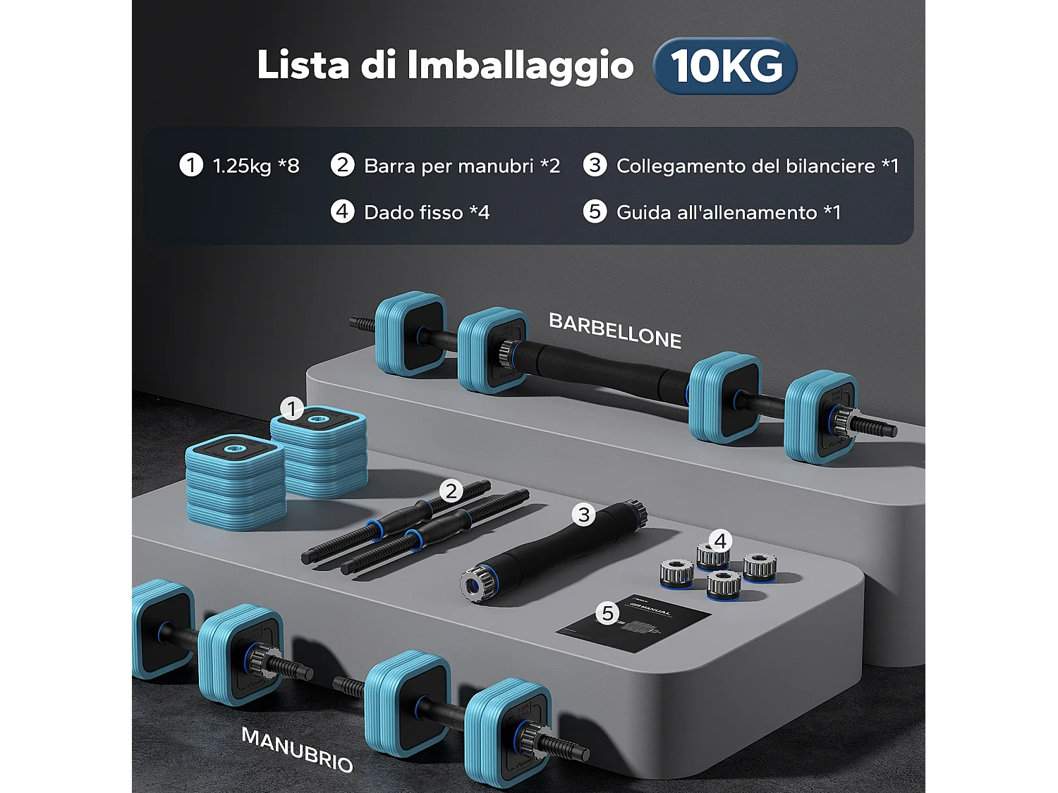 Haltères Réglables MERACH, 3 en 1 avec Barres Connectées, 10KG, Idéal pour Fitness et Musculation à Domicile ou en Salle De Sport